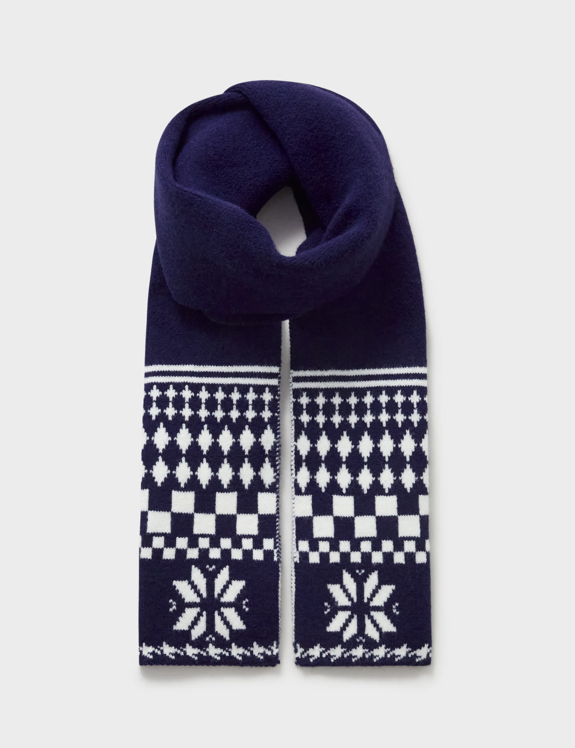 Crew Clothing Men's Fair Isle Knitted Scarf - Navy Mix, Navy Mix