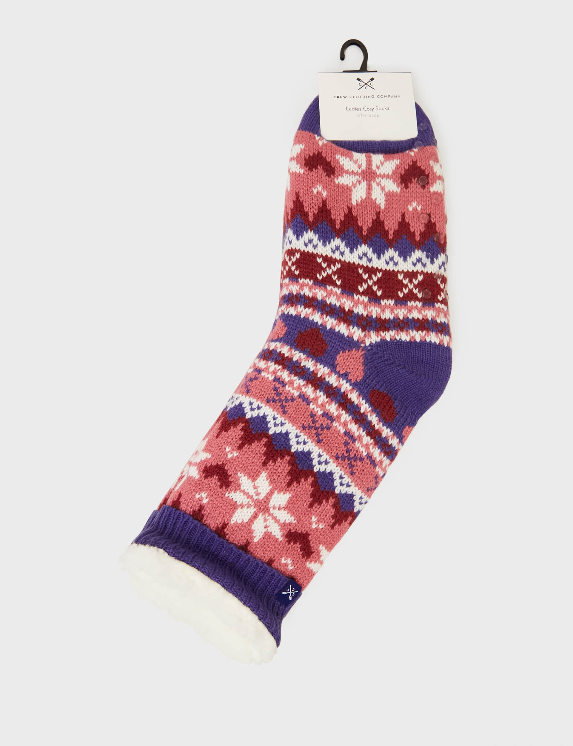 Crew Clothing Women's Cosy Fair Isle Ankle High Socks - Navy Mix, Navy Mix