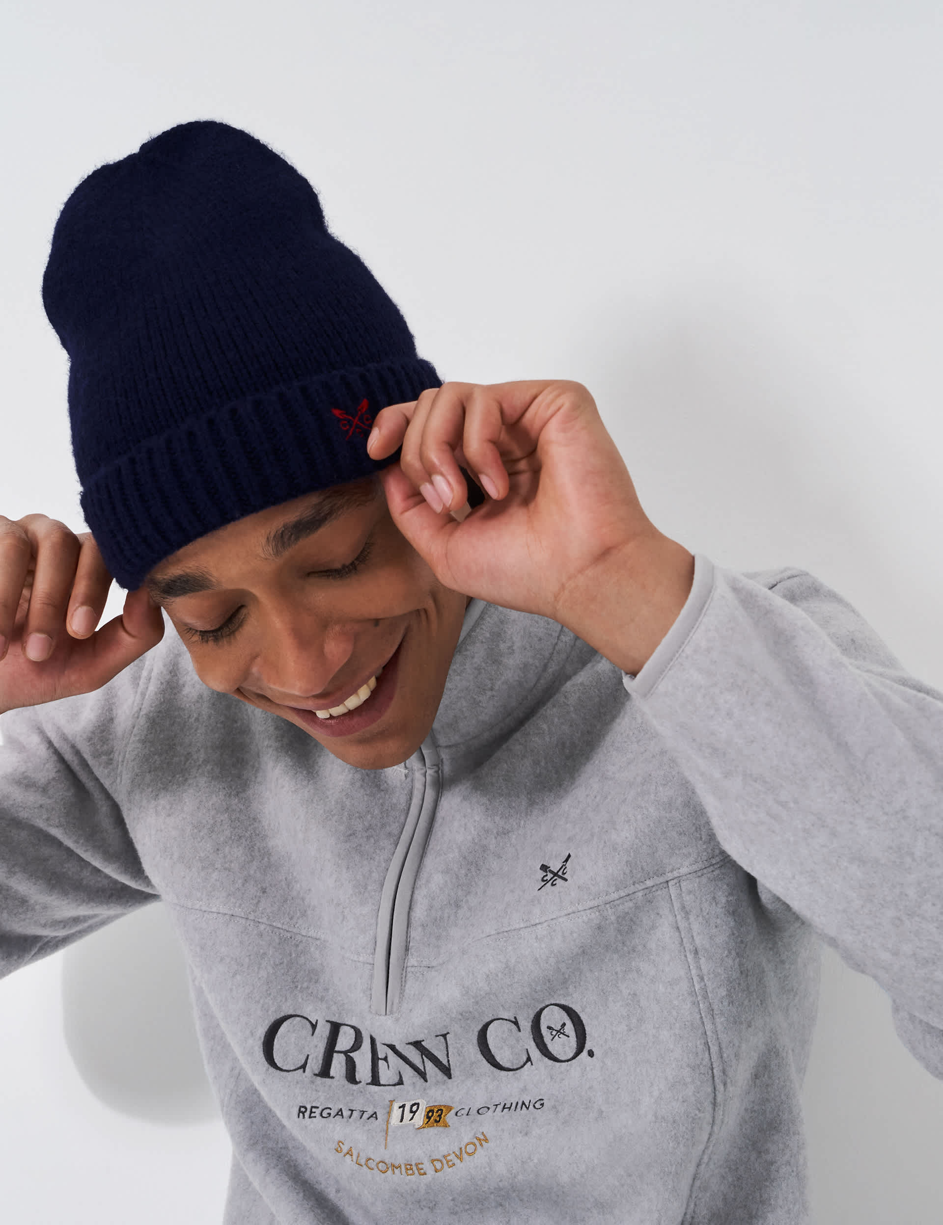 Crew Clothing Men's Embroidered Beanie Hat - Navy, Navy