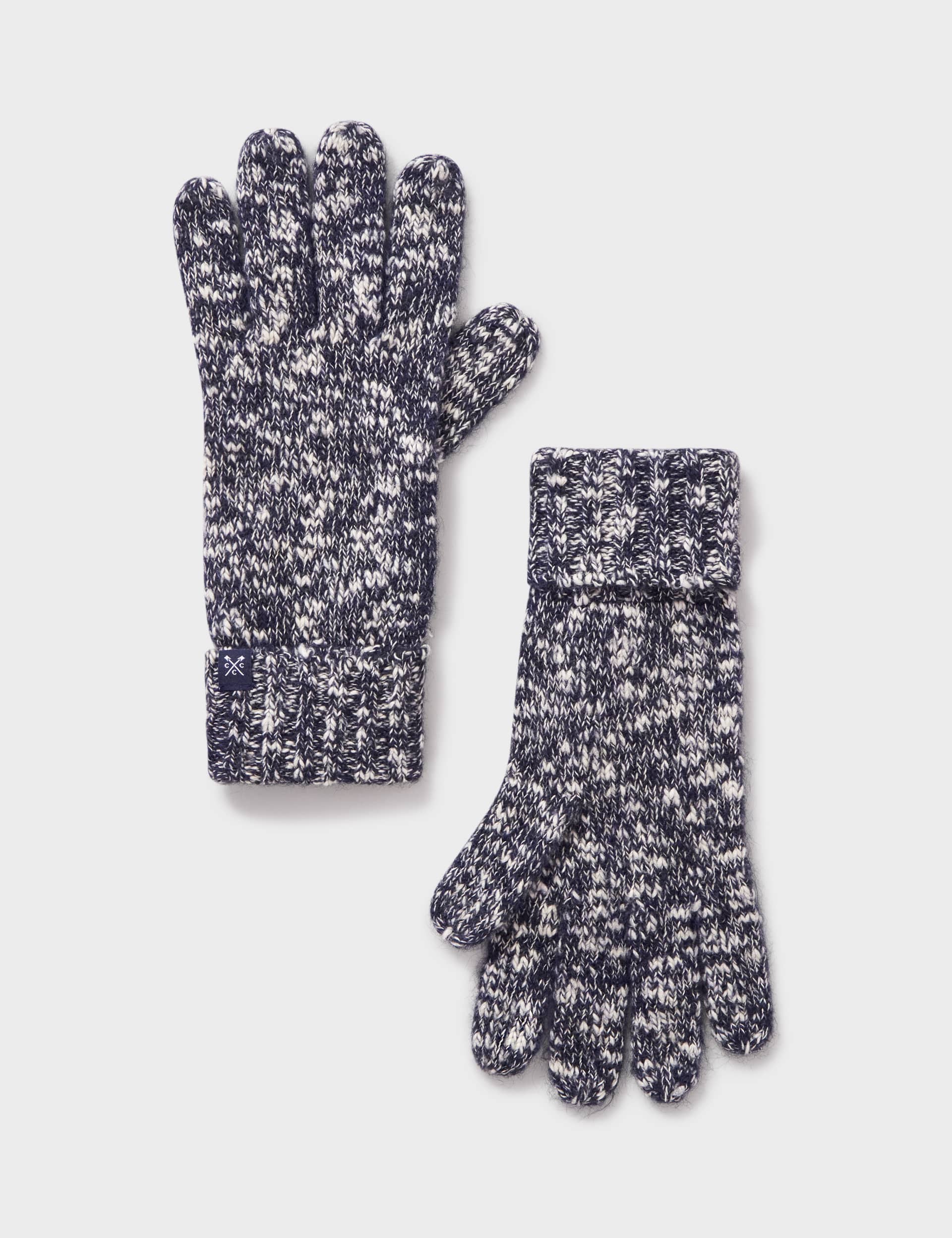 Crew Clothing Women's Cotton Blend Knitted Gloves with Wool - Navy Mix, Navy Mix