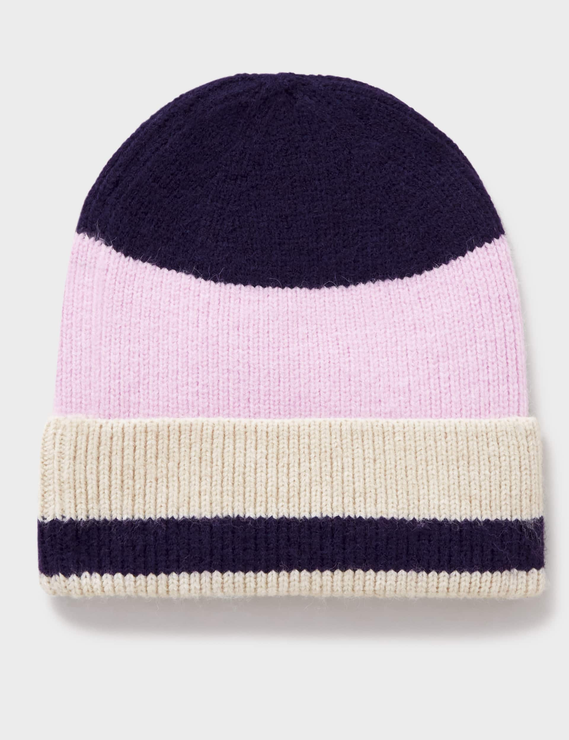 Crew Clothing Women's Rib Colour Block Beanie Hat - Navy Mix, Navy Mix