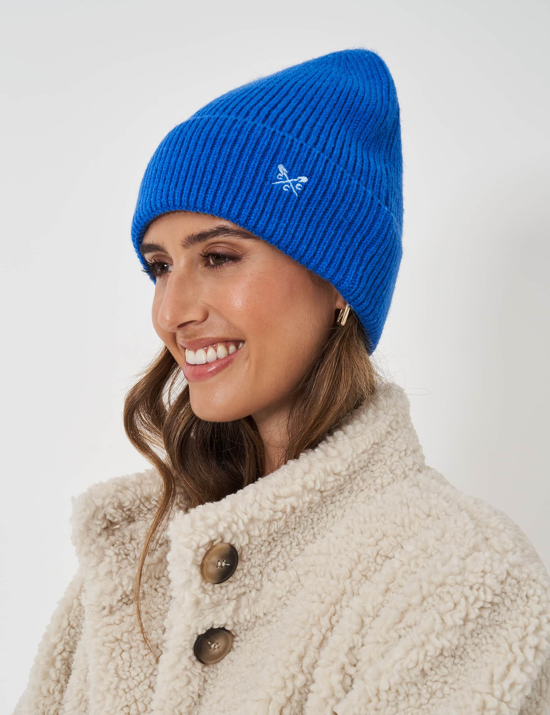 Crew Clothing Women's Knitted Beanie Hat - Cornflower, Cornflower