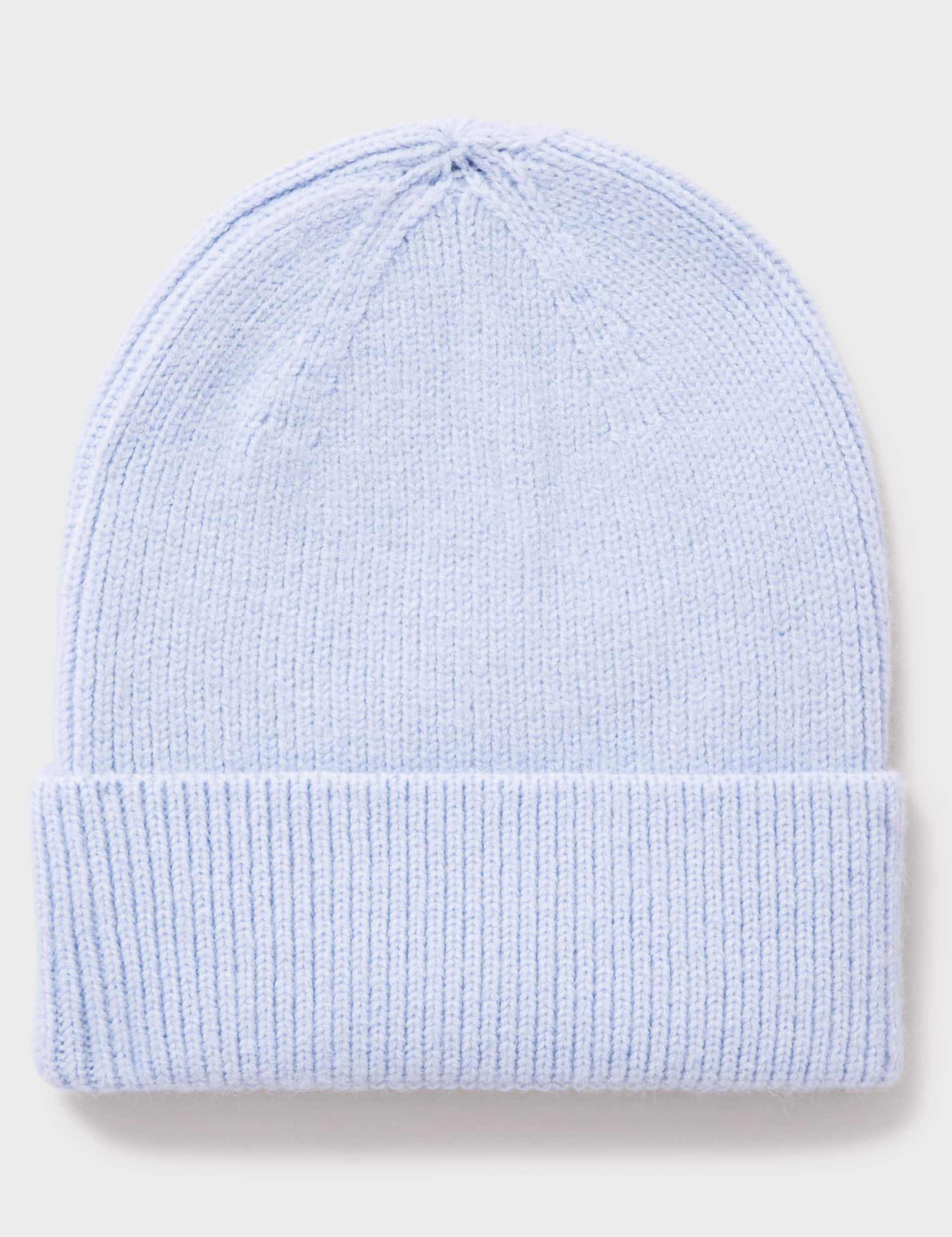 Crew Clothing Women's Rib Turn Up Beanie Hat - Blue, Blue