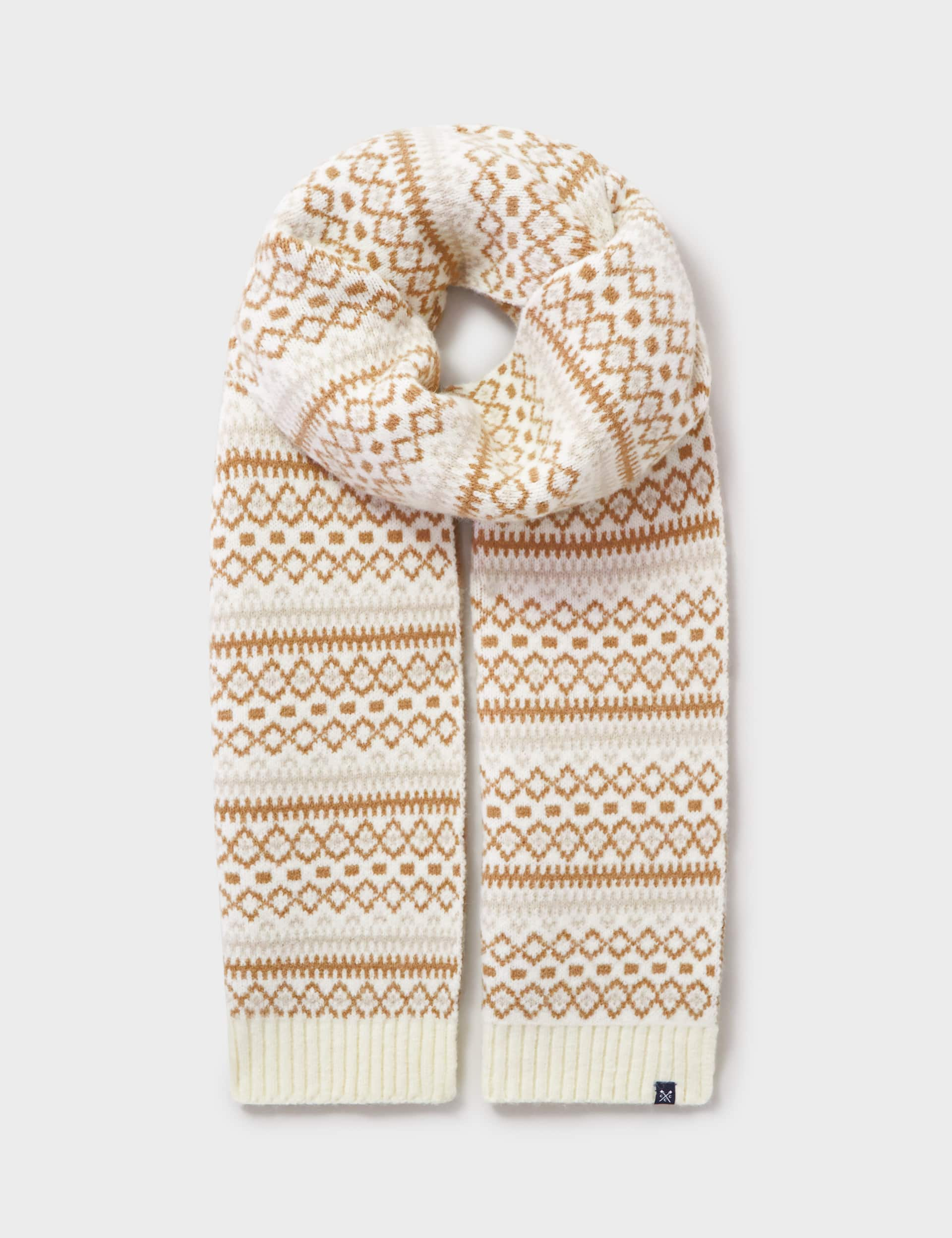 Crew Clothing Women's Knitted Fair Isle Scarf - Ivory, Ivory