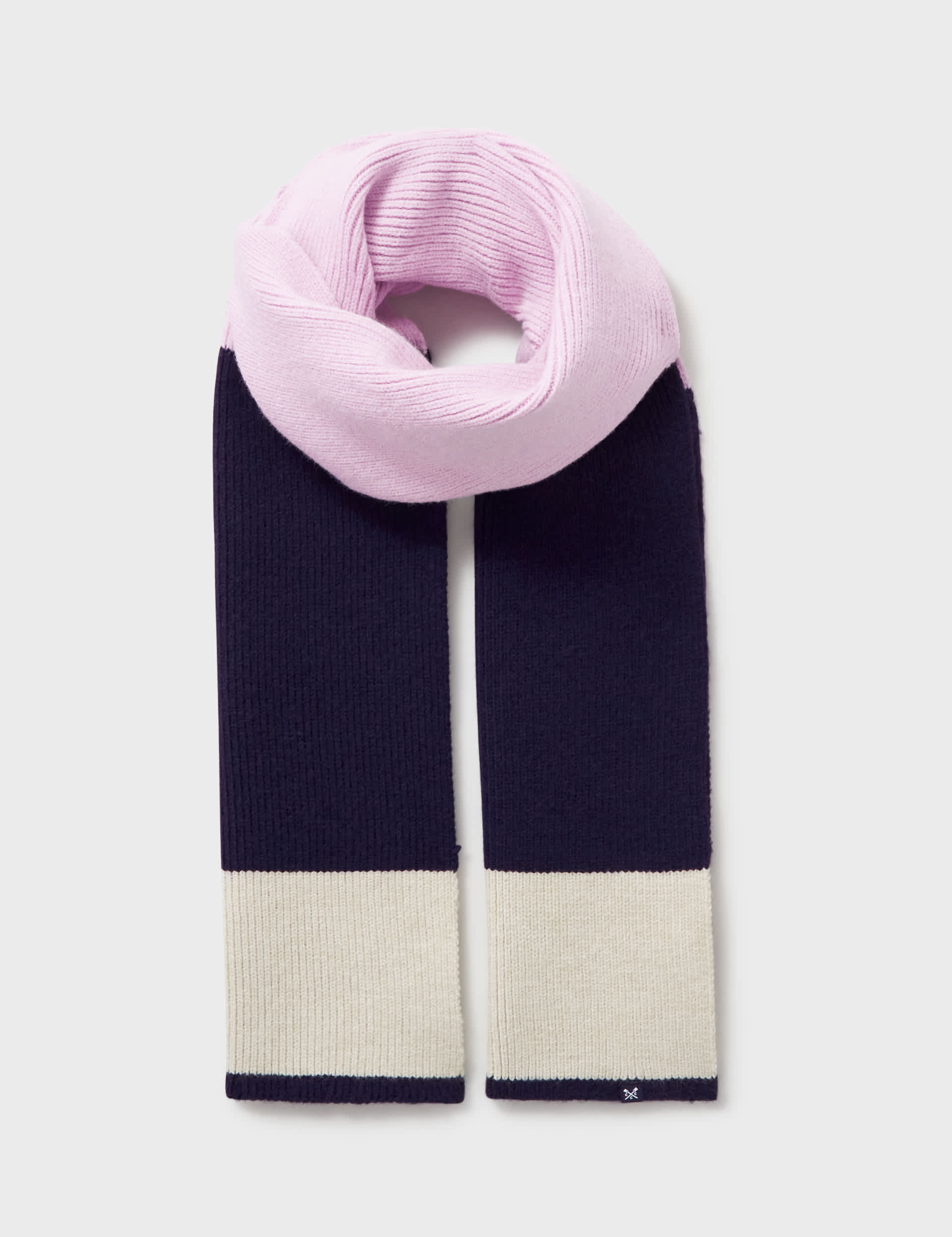 Crew Clothing Women's Ribbed Colour Block Scarf - Navy Mix, Navy Mix