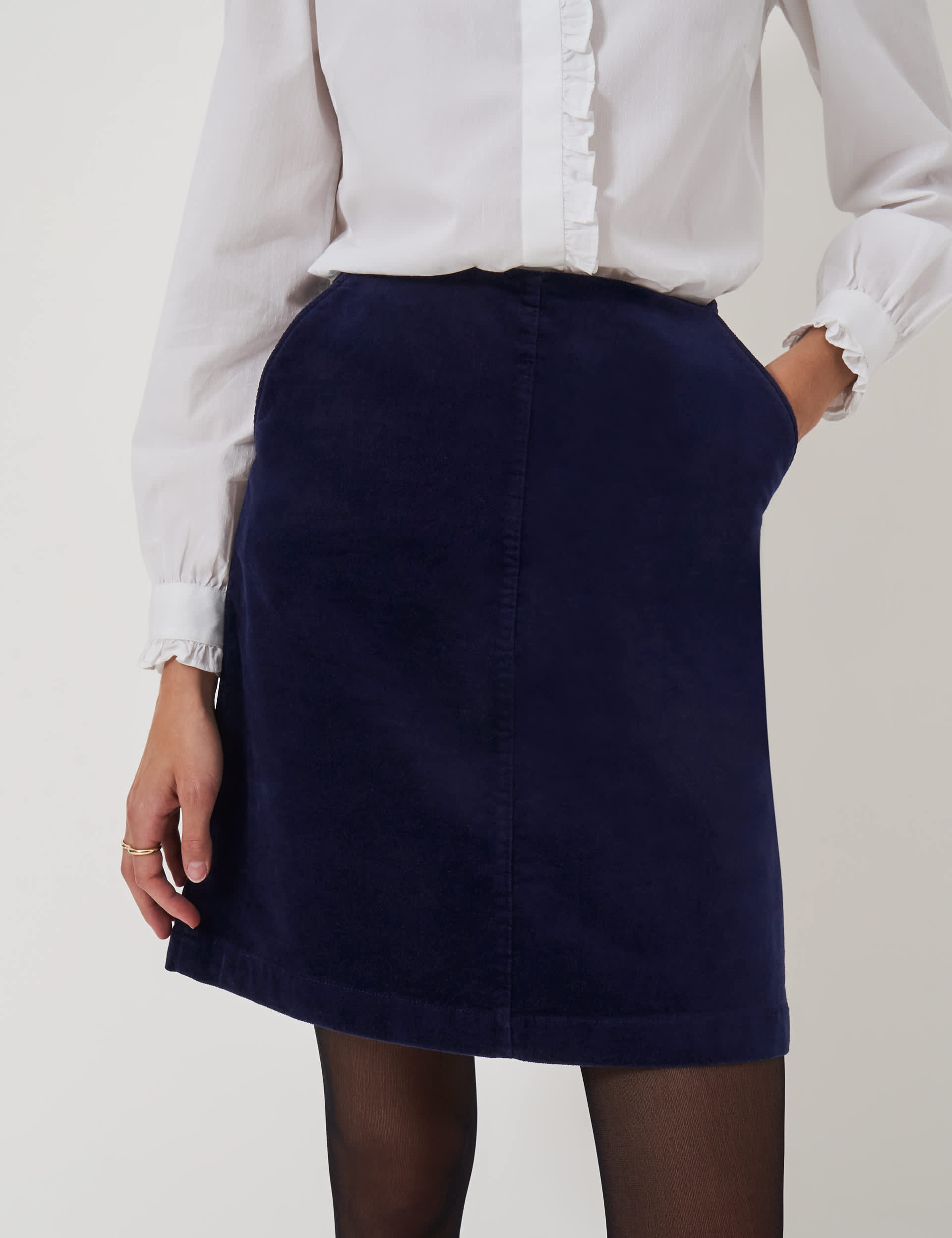 Crew Clothing Women's Velvet Mini A-Line Skirt - 16 - Navy, Navy