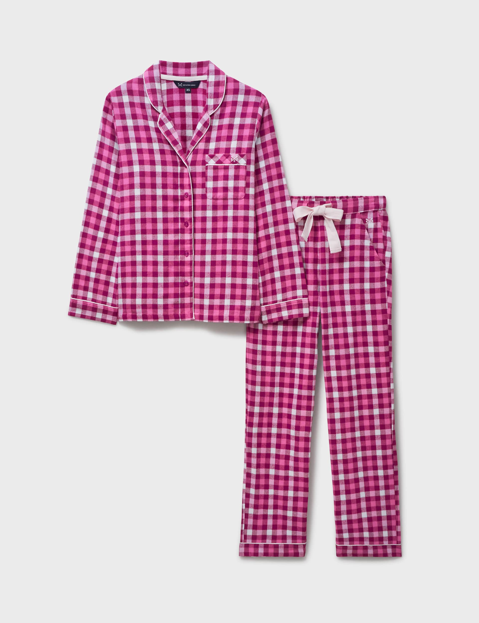 Crew Clothing Women's Pure Cotton Checked Pyjama Set - L - Pink Mix, Pink Mix