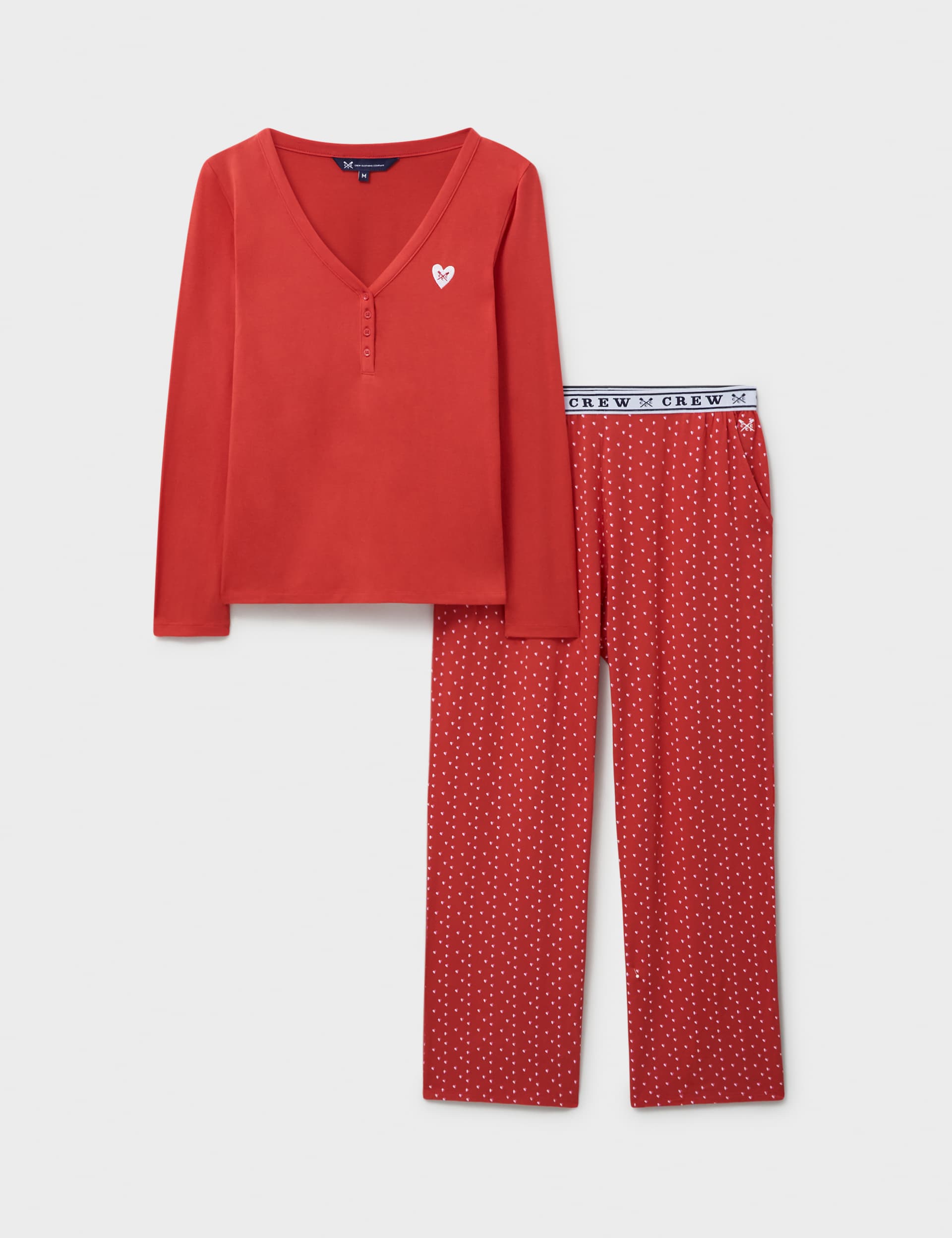 Crew Clothing Women's Modal Rich Patterned Pyjama Set - Medium Red, Medium Red,Navy