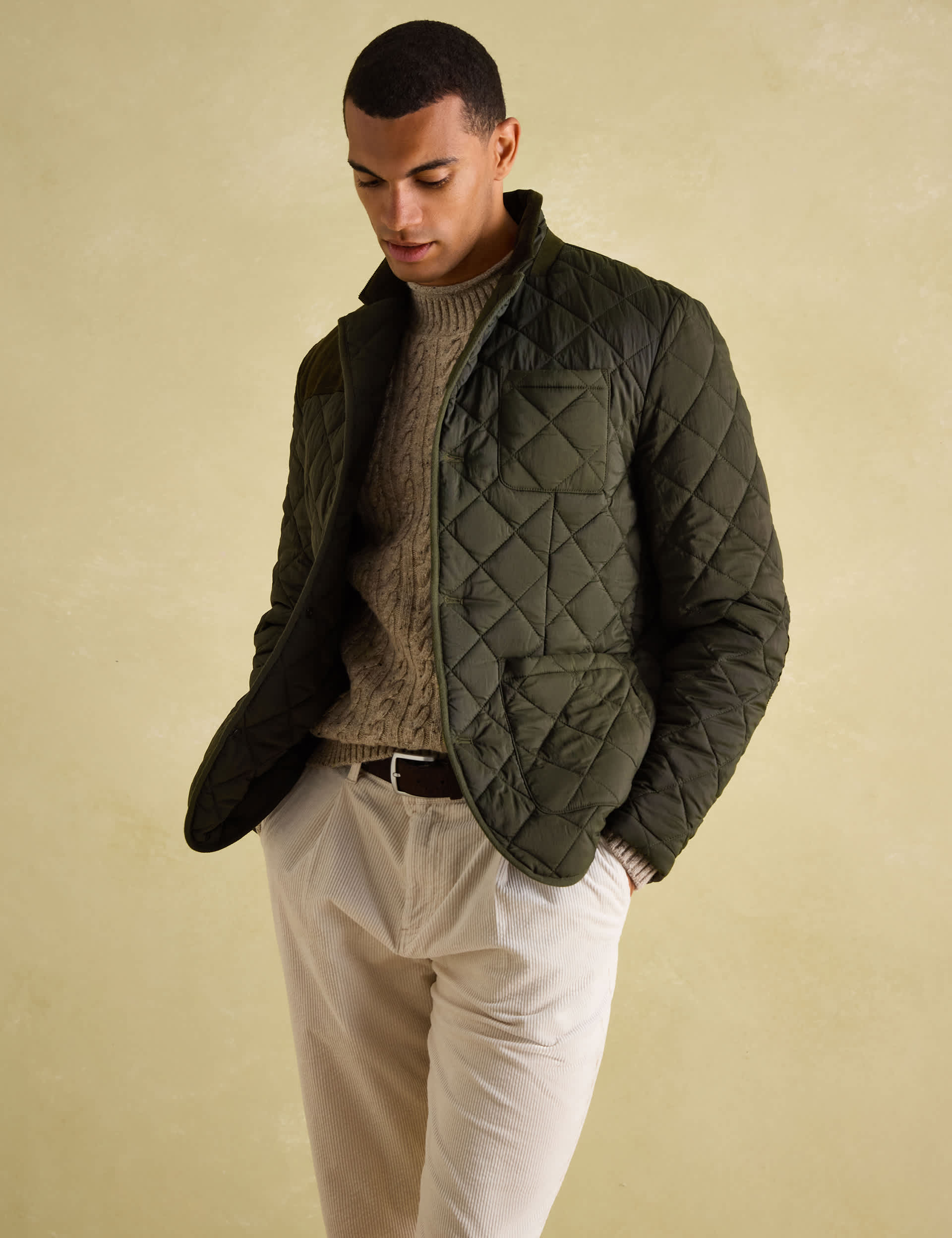 Joules Men's Quilted Single Breasted Blazer - Green, Green