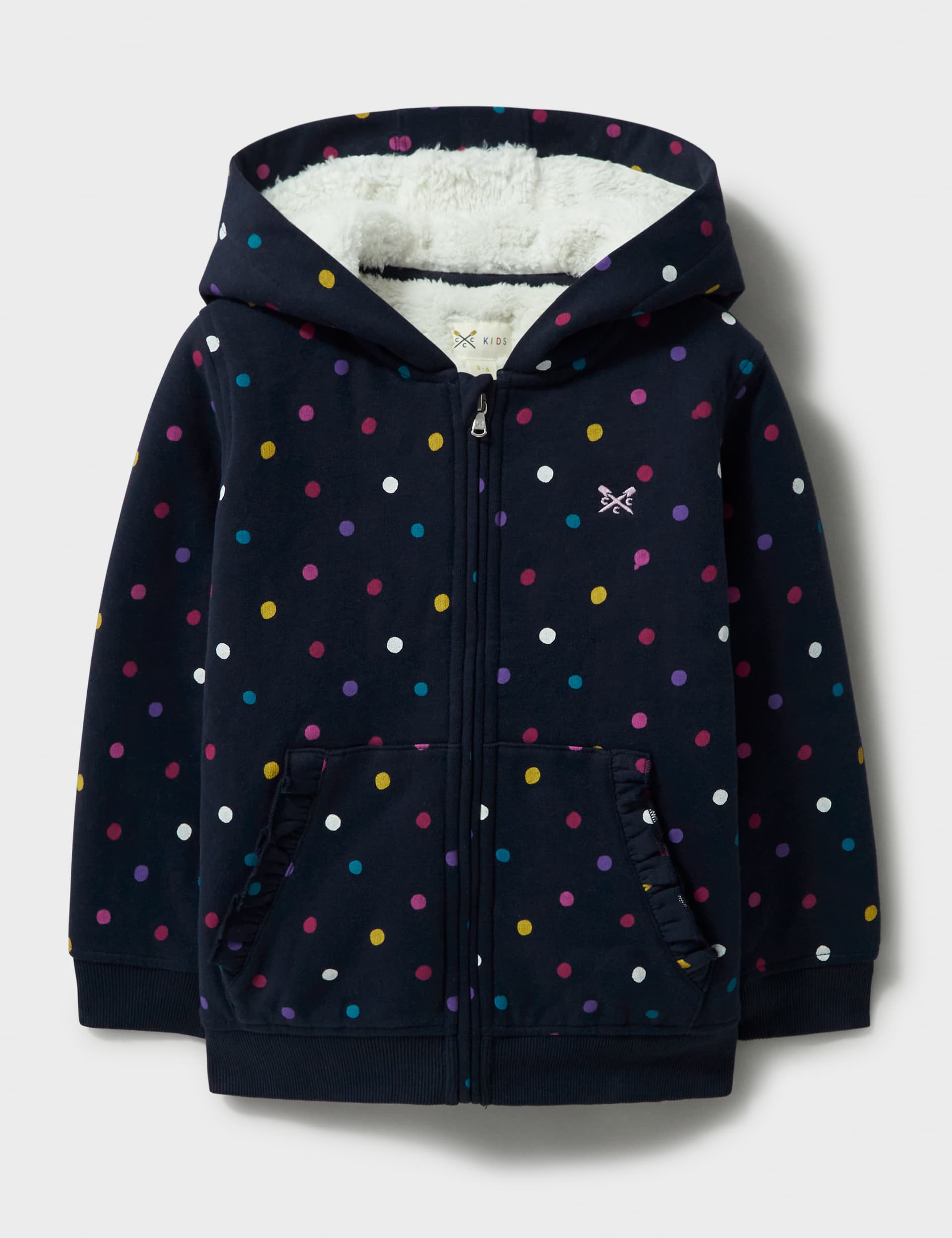 Crew Clothing Girls Pure Cotton Spotted Hoodie (3-12 Yrs) - 6-7 Y - Navy Mix, Navy Mix