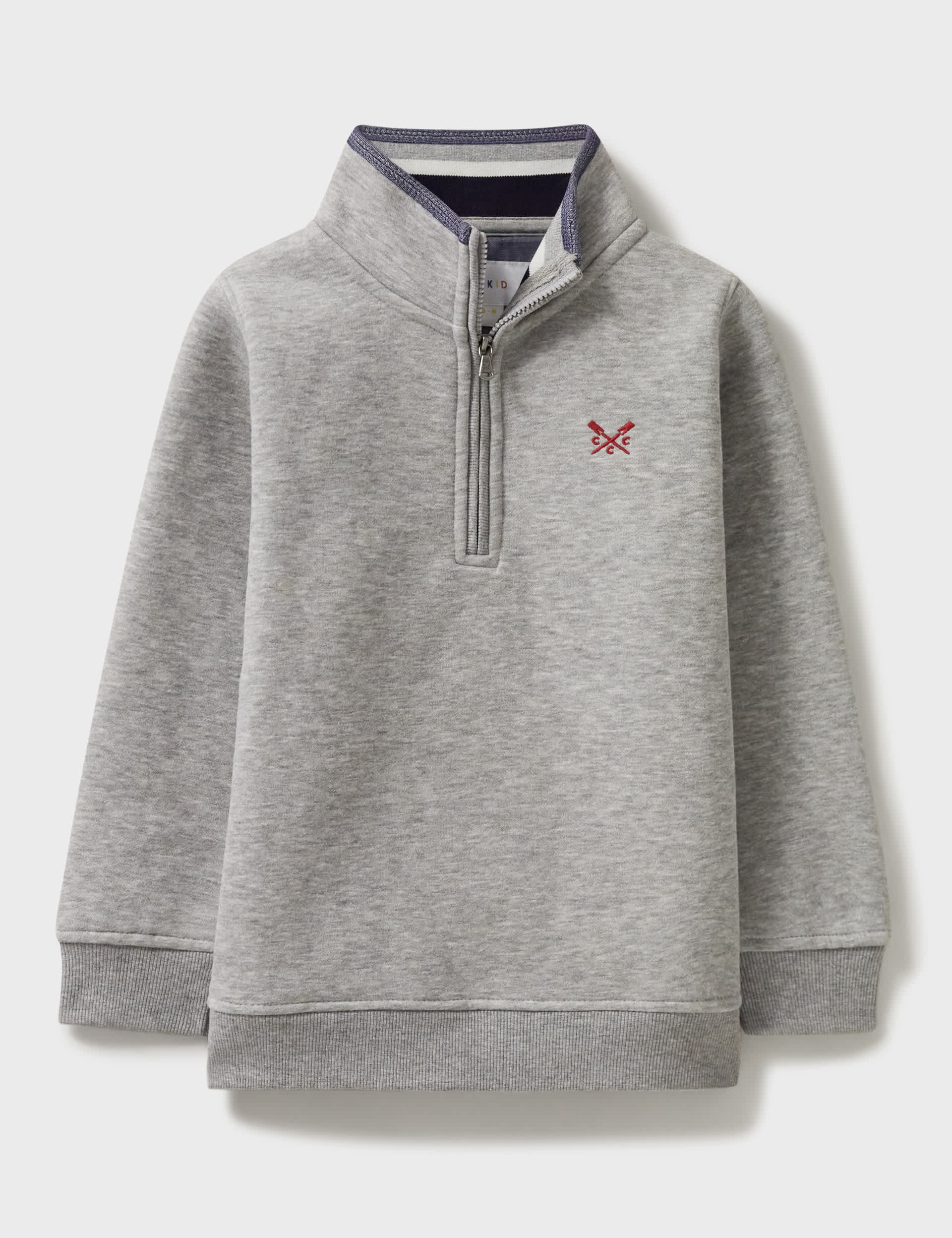 Crew Clothing Boys Cotton Rich Half Zip Sweatshirt (3-12 Yrs) - 6-7 Y - Grey Marl, Grey Marl