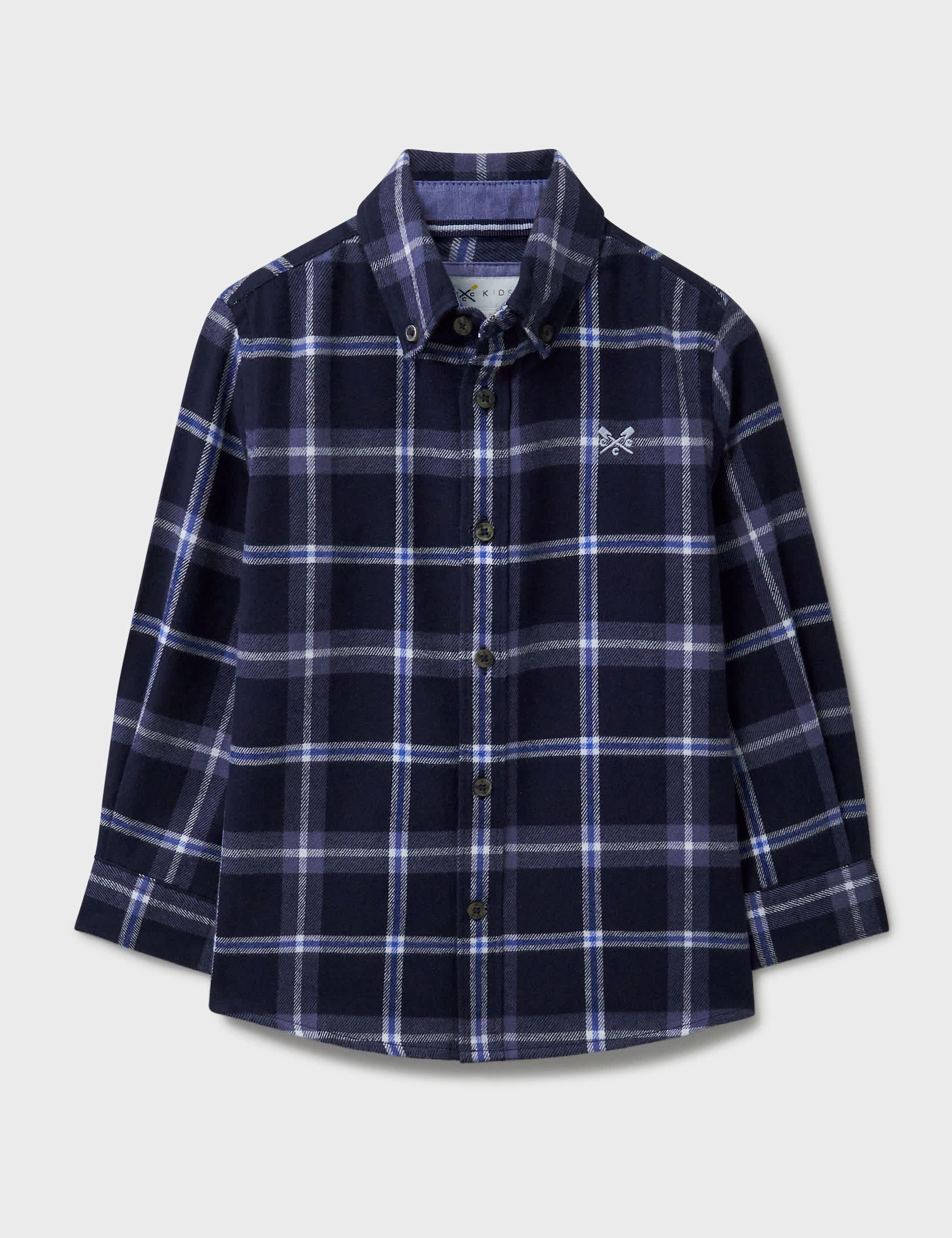 Crew Clothing Boys Pure Cotton Checked Shirt (3-12 Yrs) - 7-8 Y - Navy, Navy