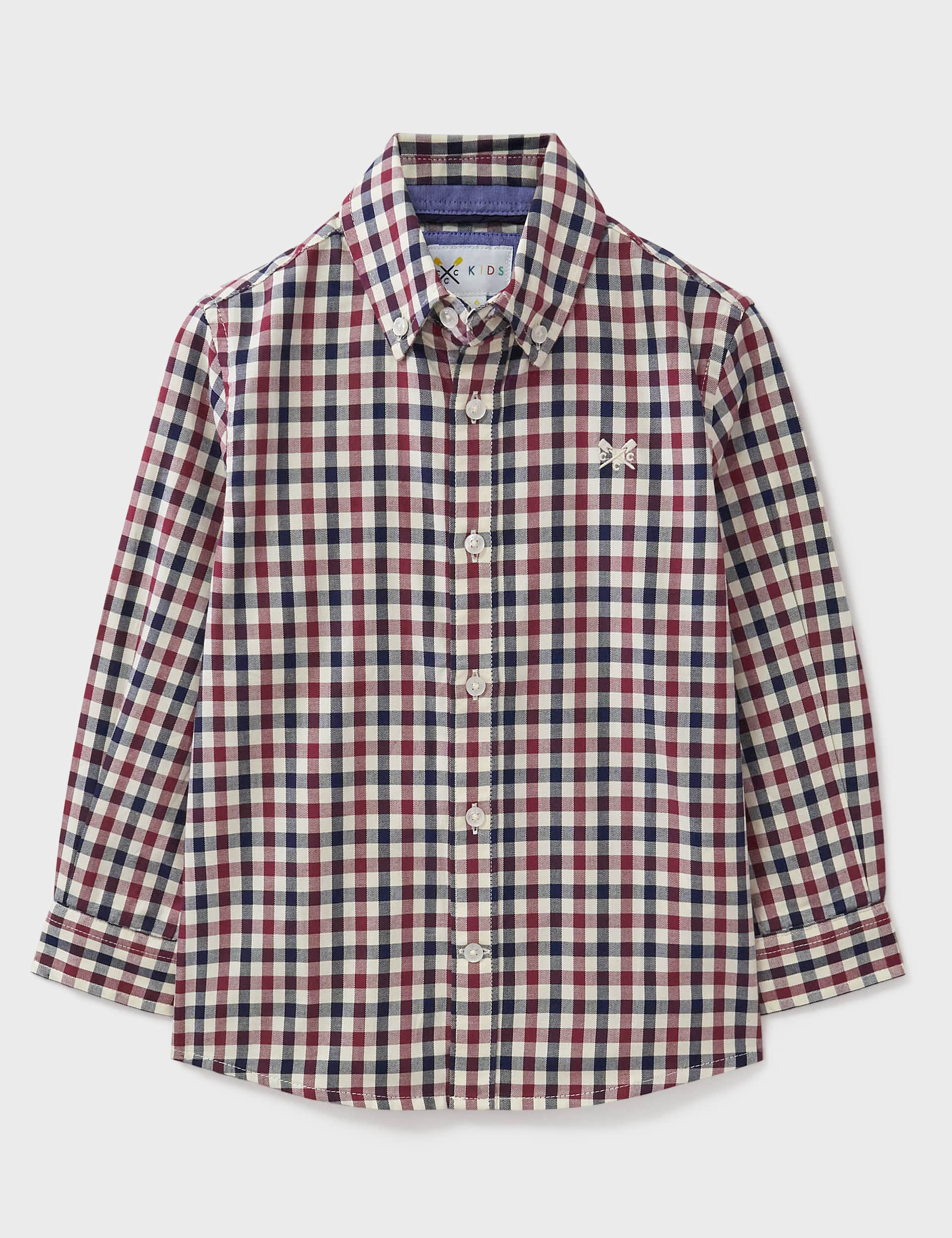 Crew Clothing Boys Pure Cotton Checked Shirt (3-12 Yrs) - 7-8 Y - Navy, Navy