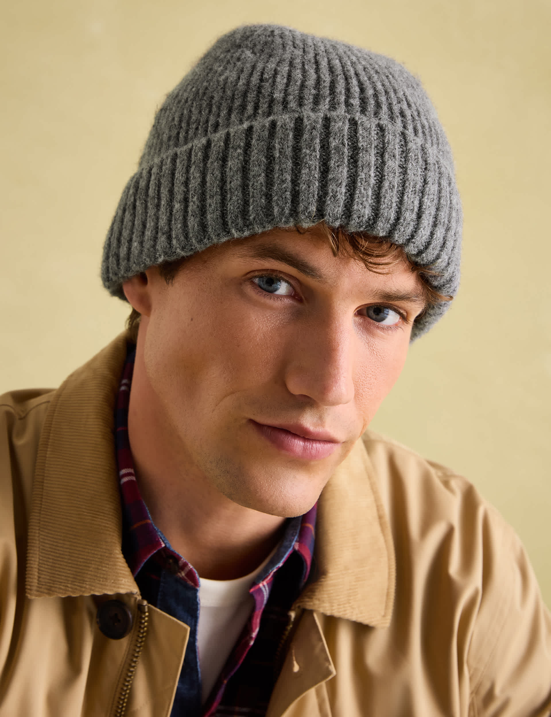 Joules Men's Knitted Beanie Hat - Grey, Grey