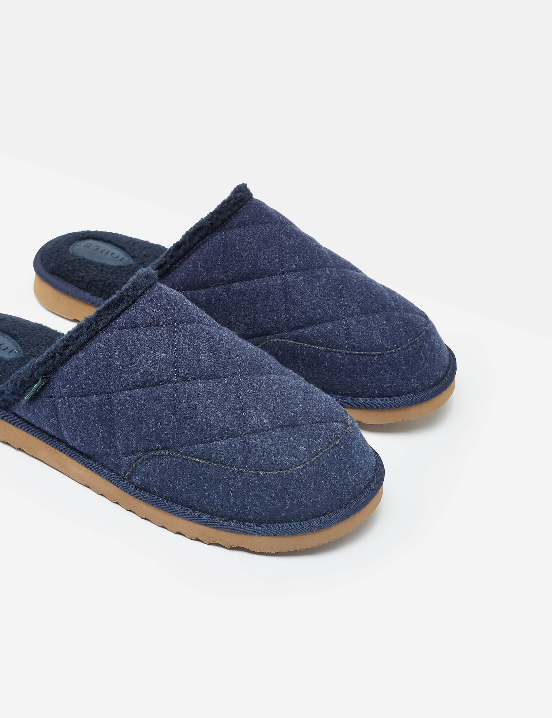 Joules Men's Quilted Fleece Lined Slippers - Navy, Khaki,Navy