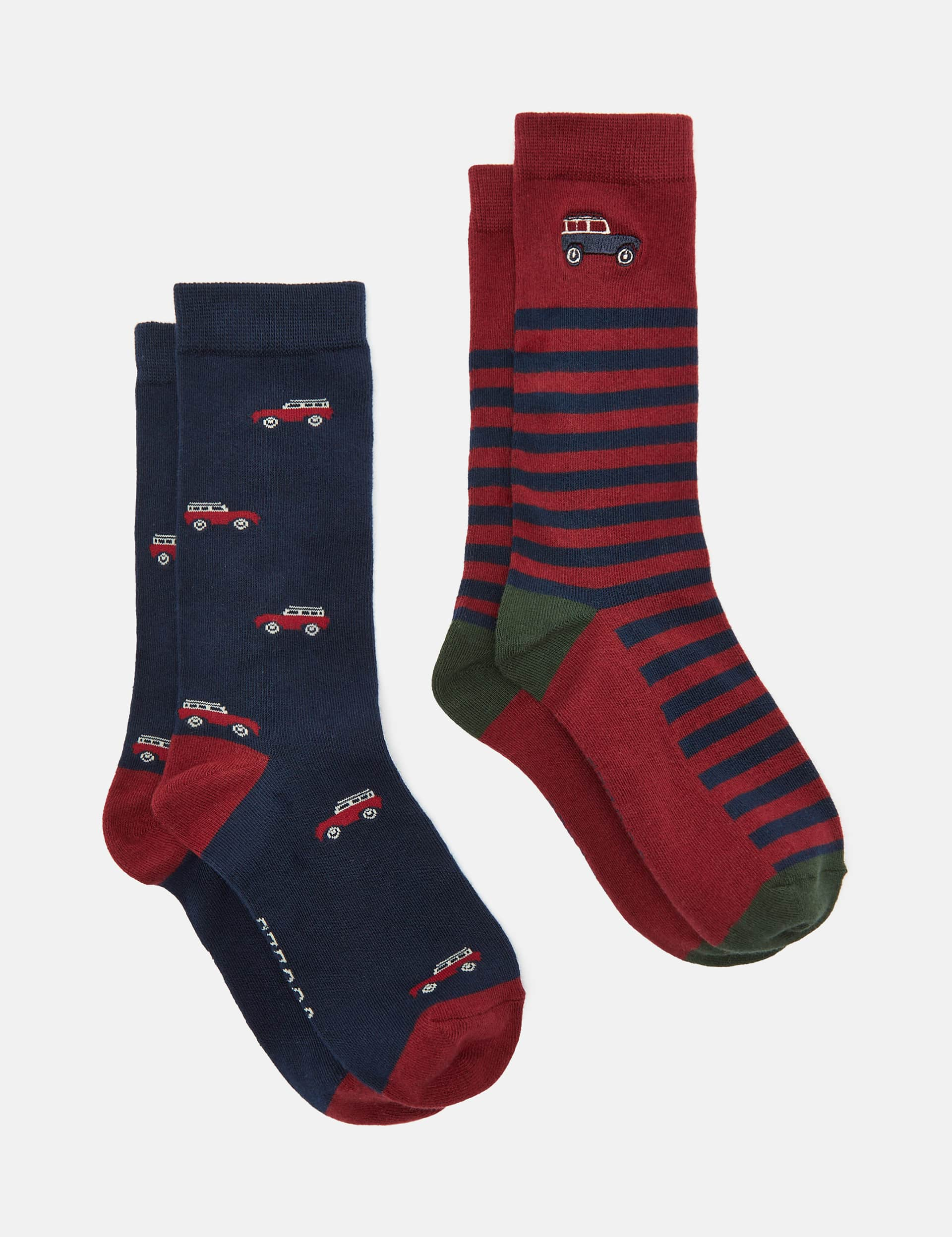 Joules Men's 2pk Novelty Cotton Rich Socks - Red Mix, Red Mix