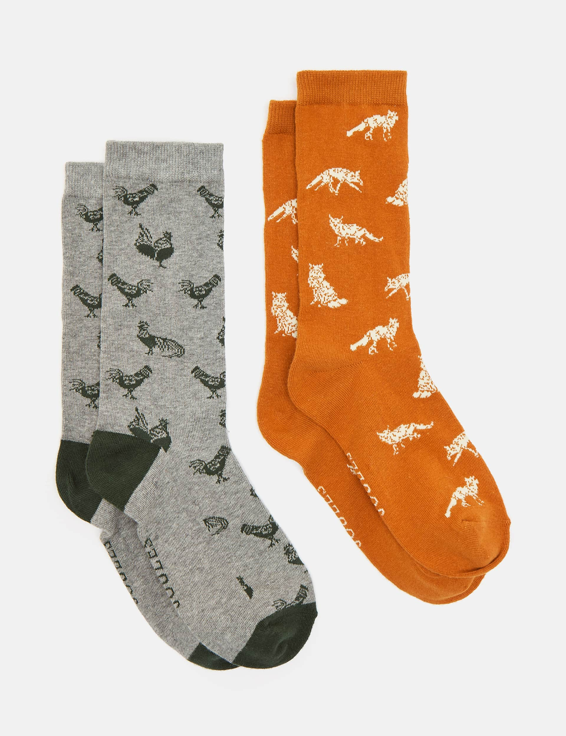 Joules Men's 2pk Printed Cotton Rich Socks - Green Mix, Green Mix