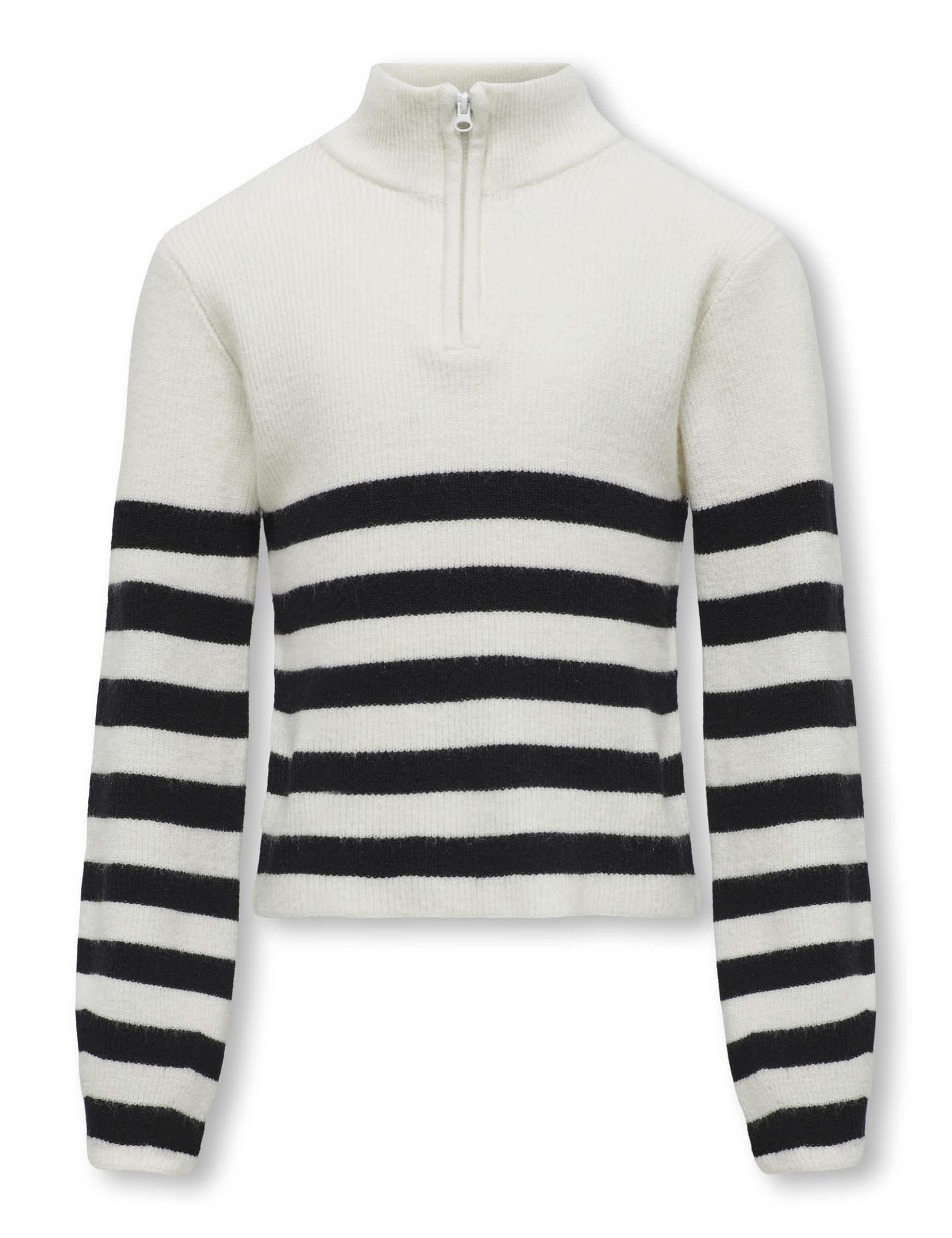 Kids Only Girls Striped Half Zip Jumper - 13-14 - Black Mix, Black Mix