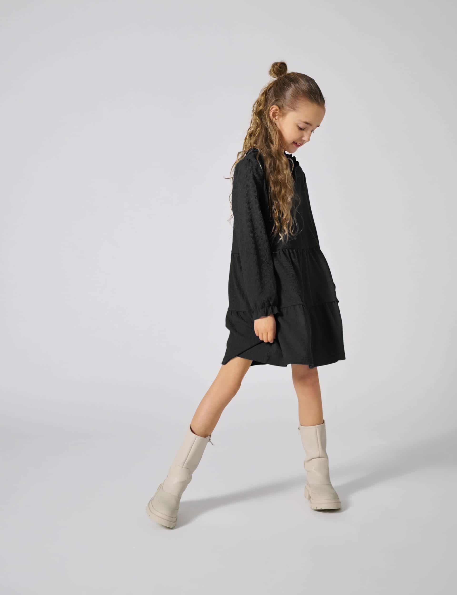 Kids Only Girls Tiered Dress (7-14 Yrs) - 7-8 Y - Black, Black