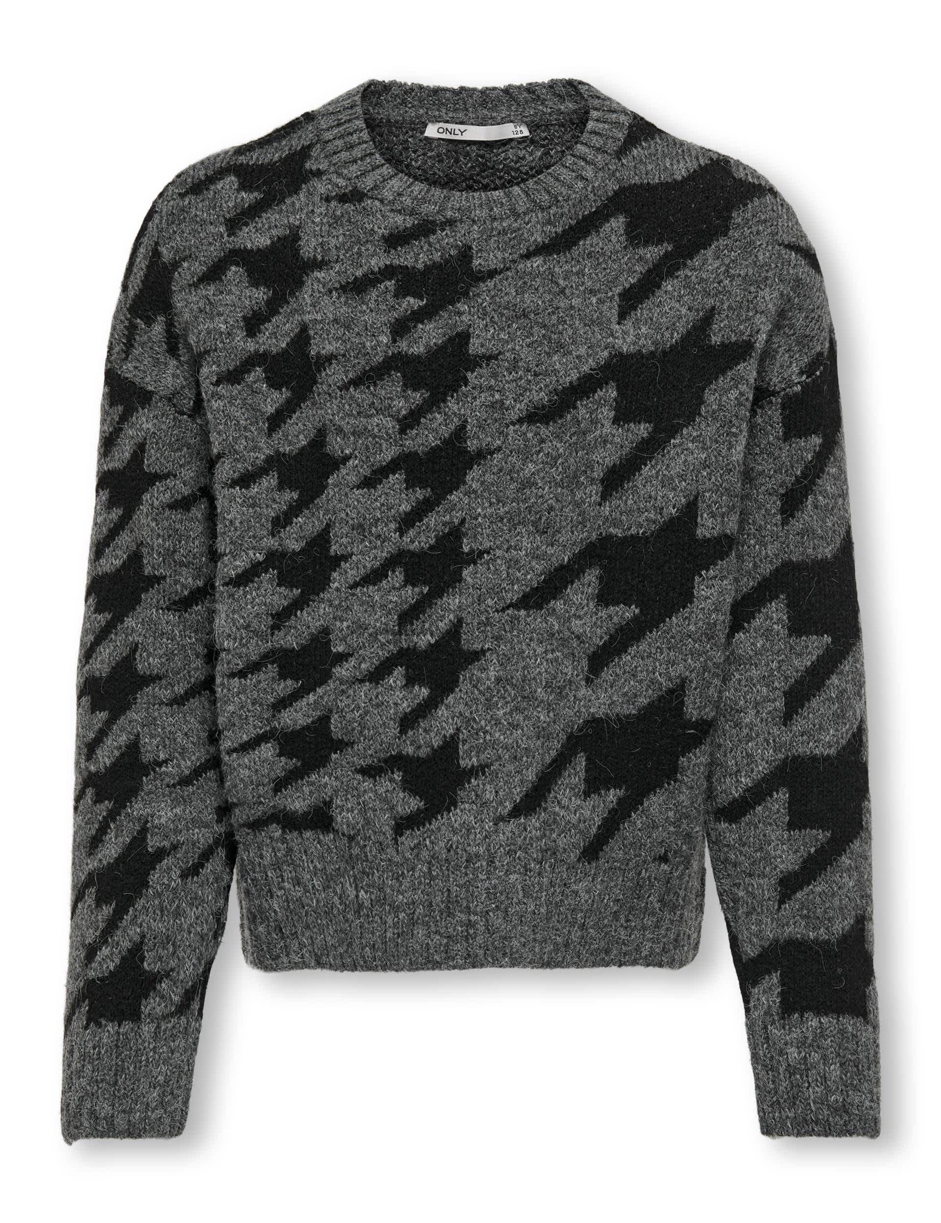 Kids Only Girls Jacquard Patterned Knitted Jumper (7-14 Yrs) - 11-12 - Grey Mix, Grey Mix