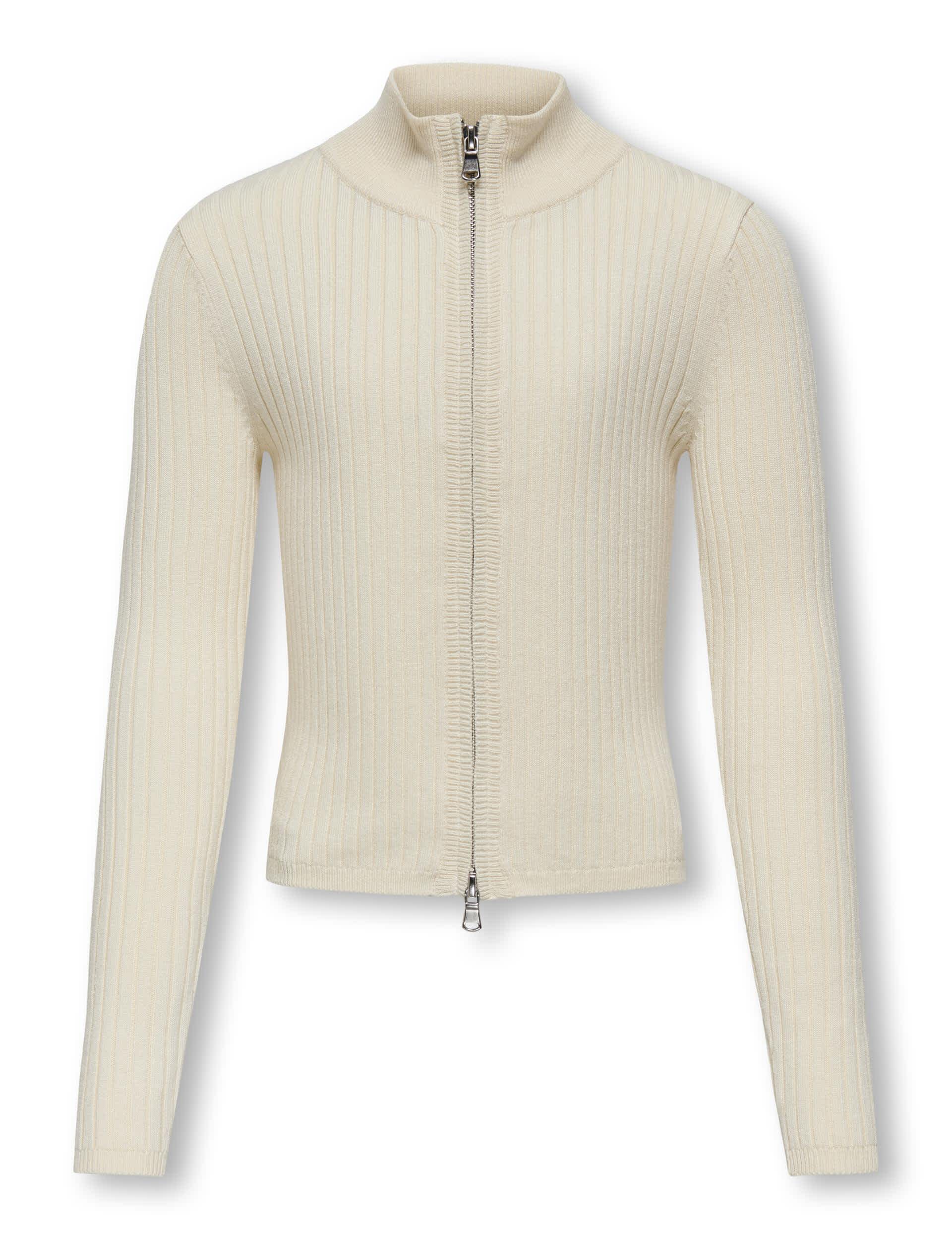 Kids Only Girls Ribbed Zip Cardigan (7-14 Yrs) - 13-14 - Cream, Cream,Pink