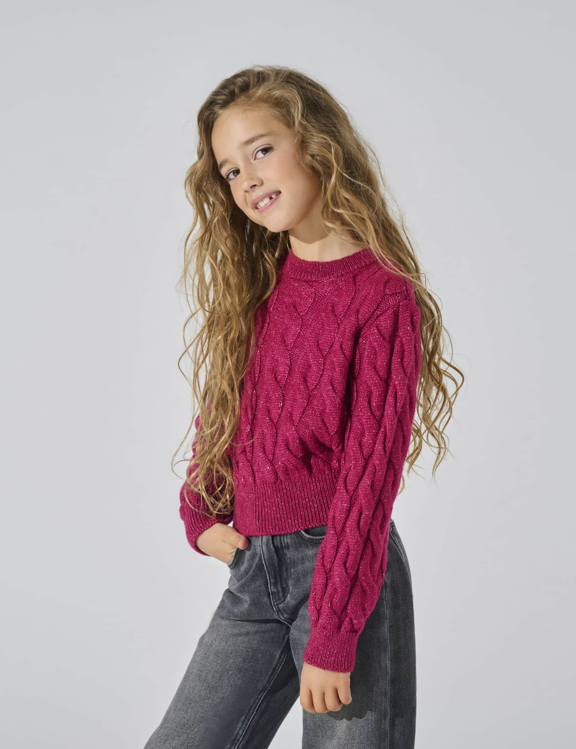 Kids Only Girls Cable Knitted Jumper (7-14 Yrs) - 11-12 - Pink, Pink