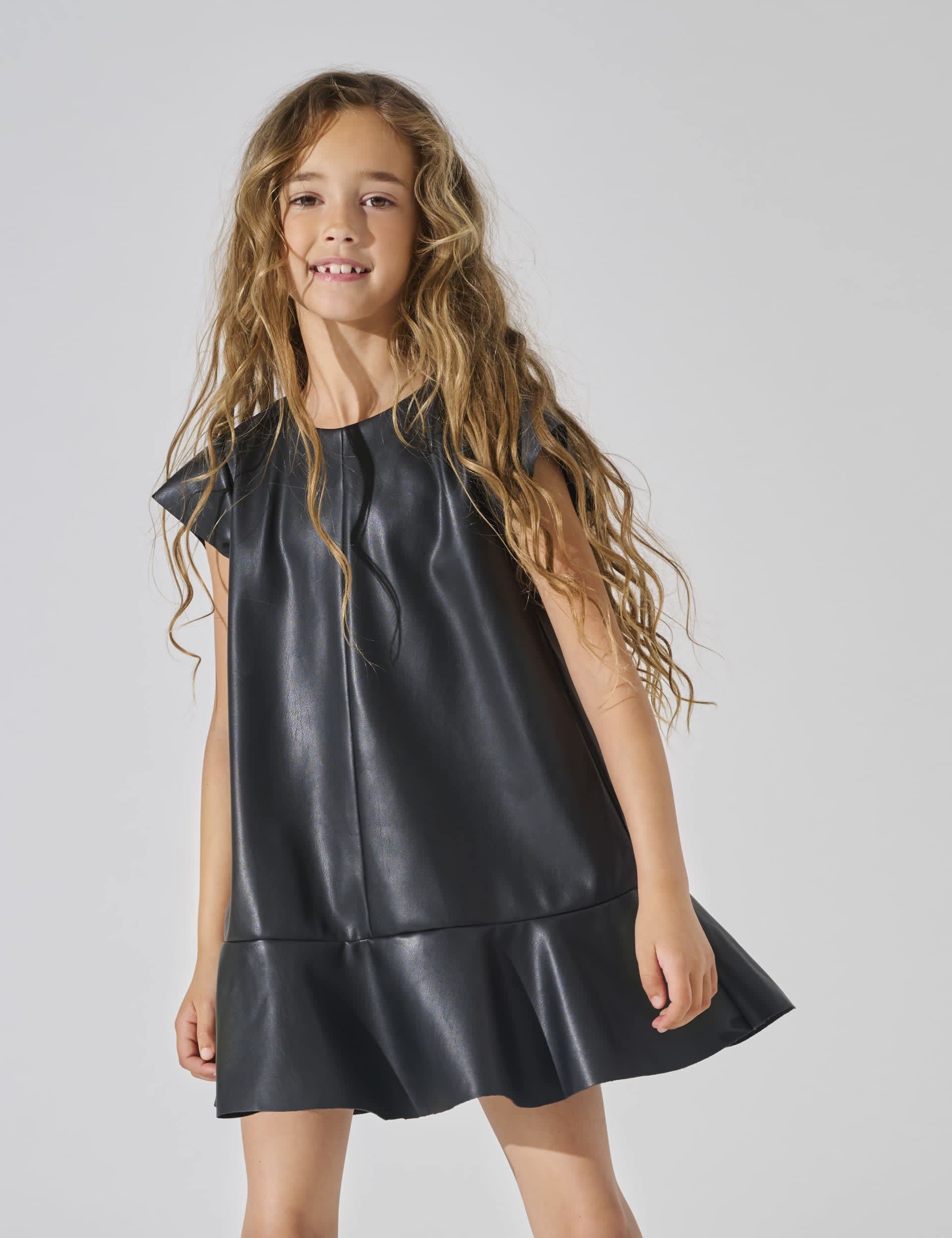 Kids Only Girls Faux Leather Dress (8-14 Yrs) - 10y - Black, Black