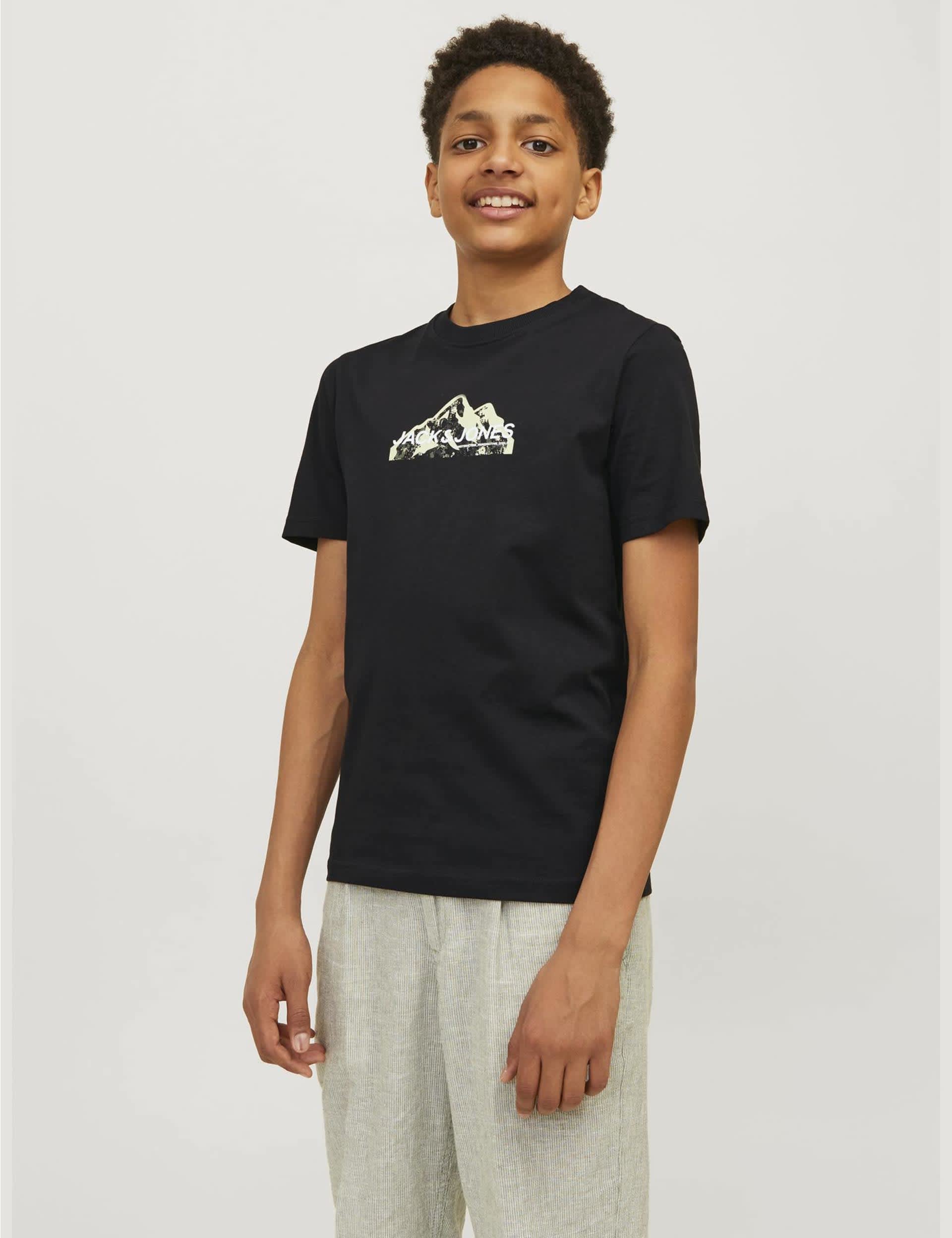 Jack & Jones Junior Boys Pure Cotton Print T-Shirt (8-16 Yrs) - 14y - Black, Black