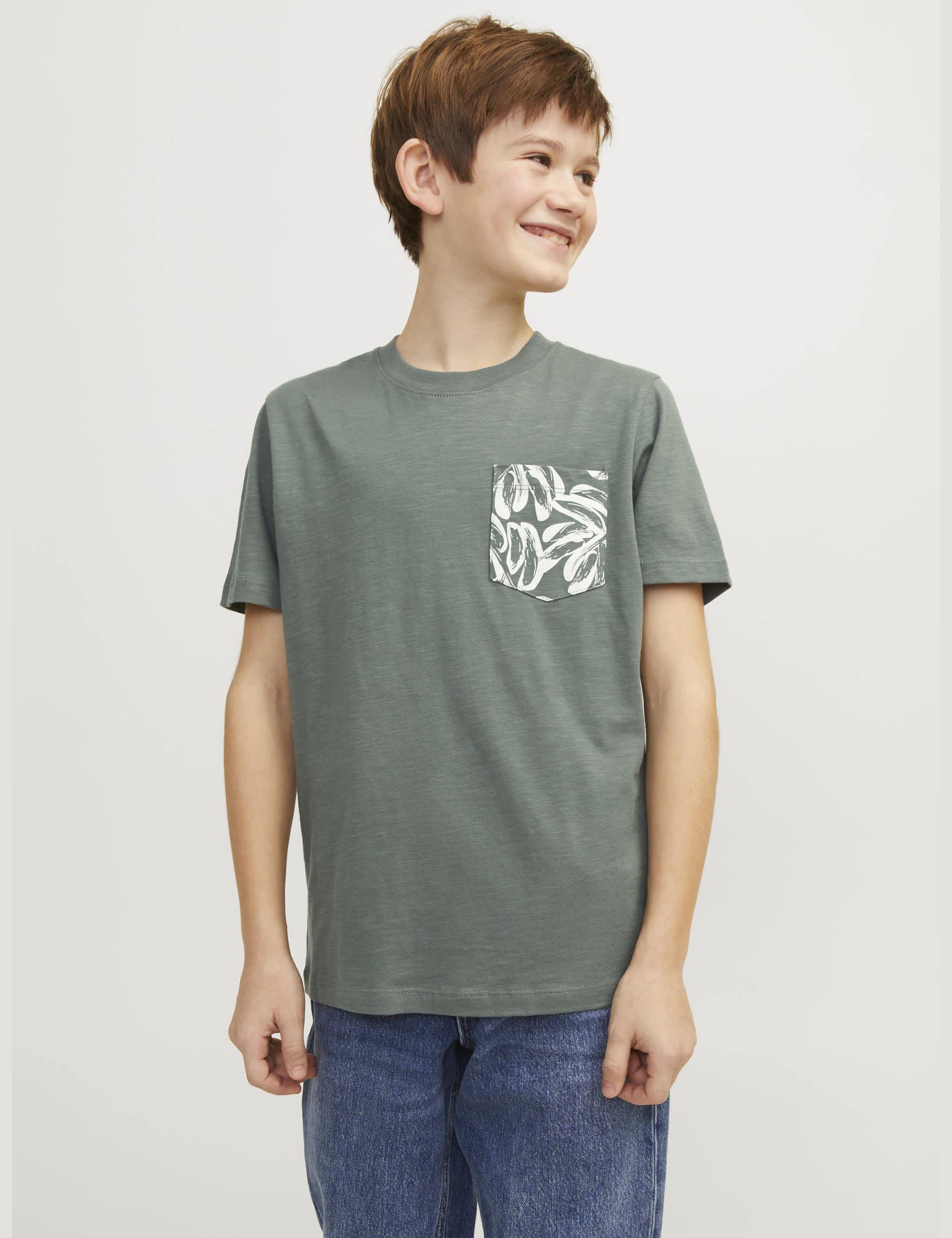 Jack & Jones Junior Boys Pure Cotton T-Shirt (8-16 Yrs) - 12y - Green Mix, Green Mix