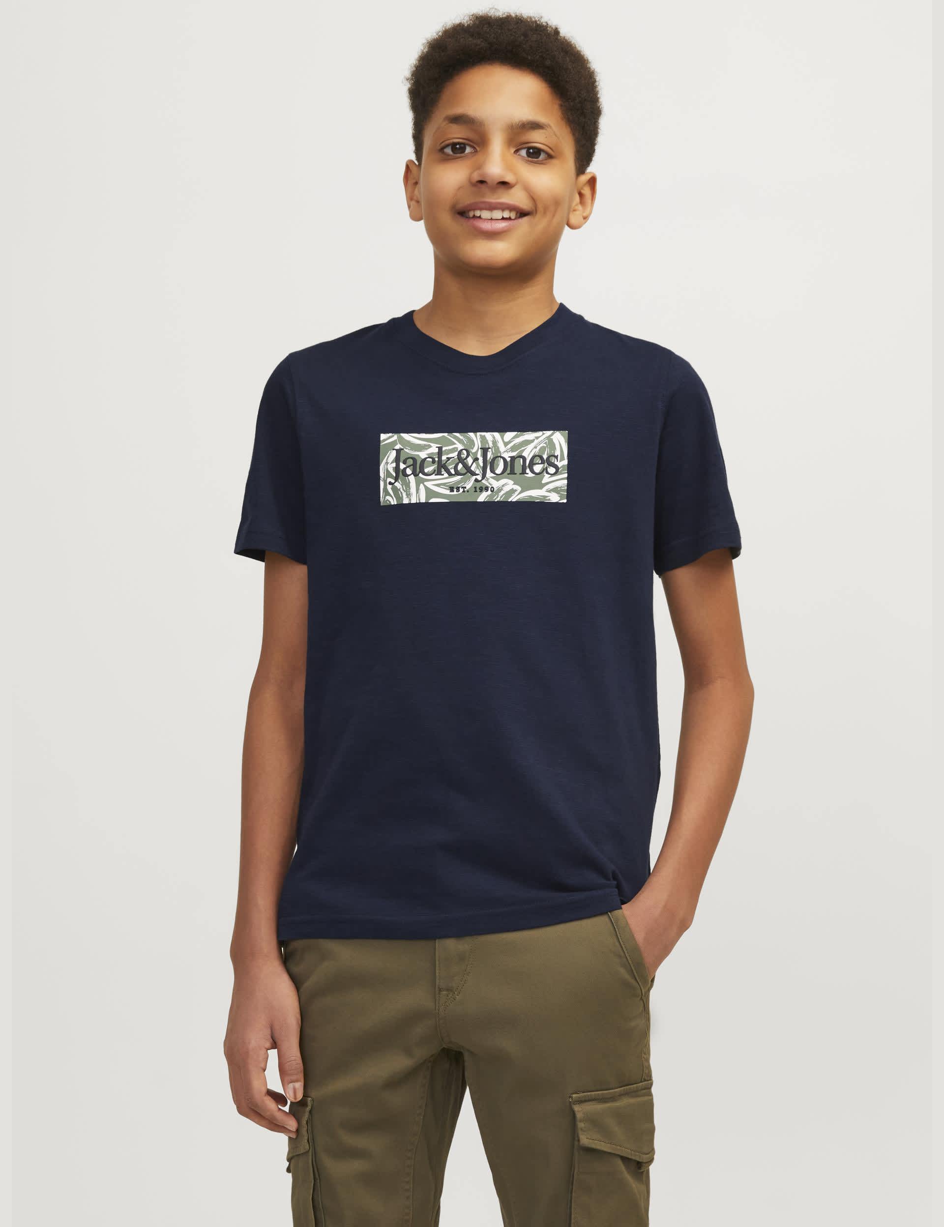 Jack & Jones Junior Boys Pure Cotton T-Shirt (8-16 Yrs) - 14y - Blue Mix, Blue Mix