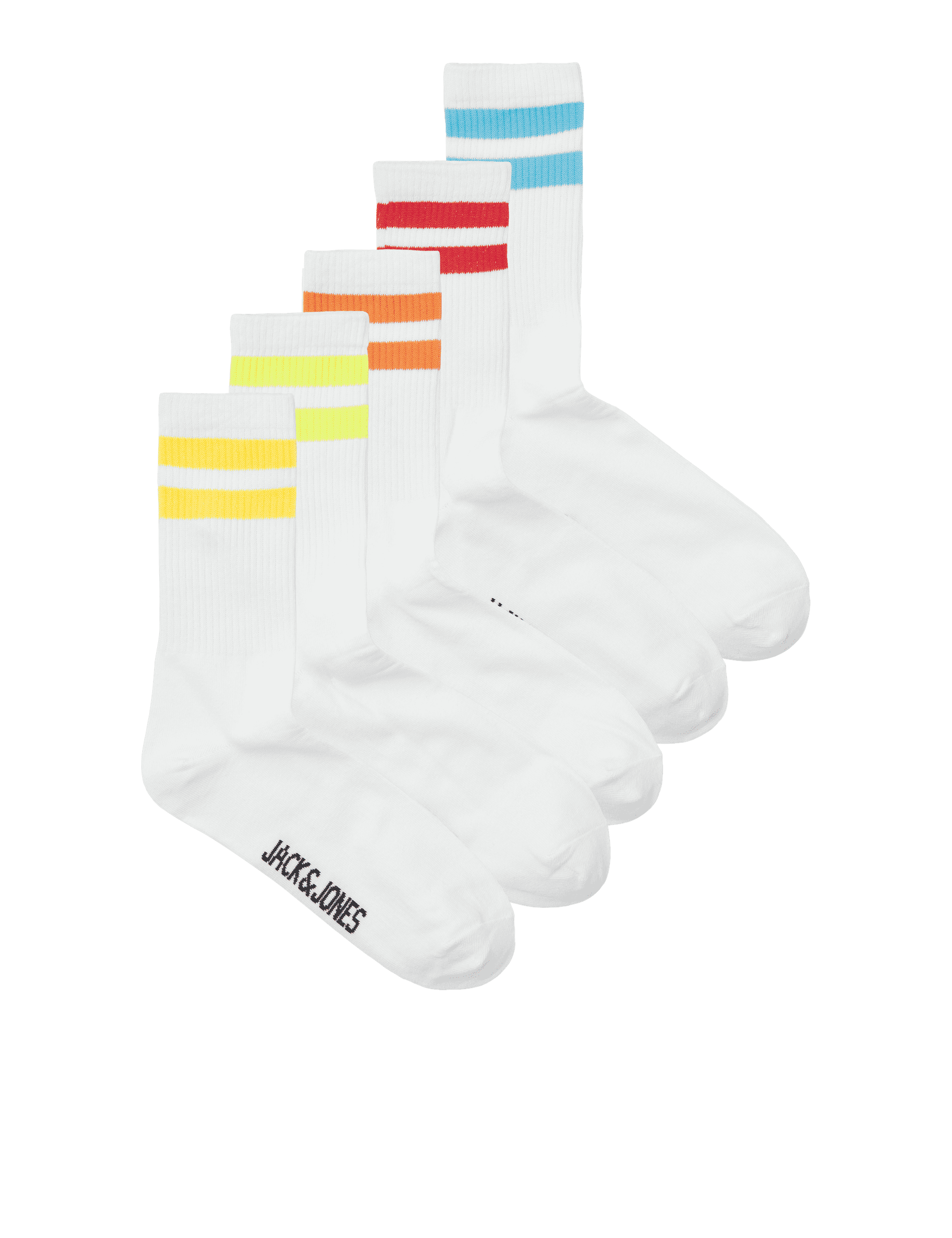 Jack & Jones Junior Boys 5pk Cotton Rich Striped Socks (1-9 Yrs) - 5-9 - Multi, Multi