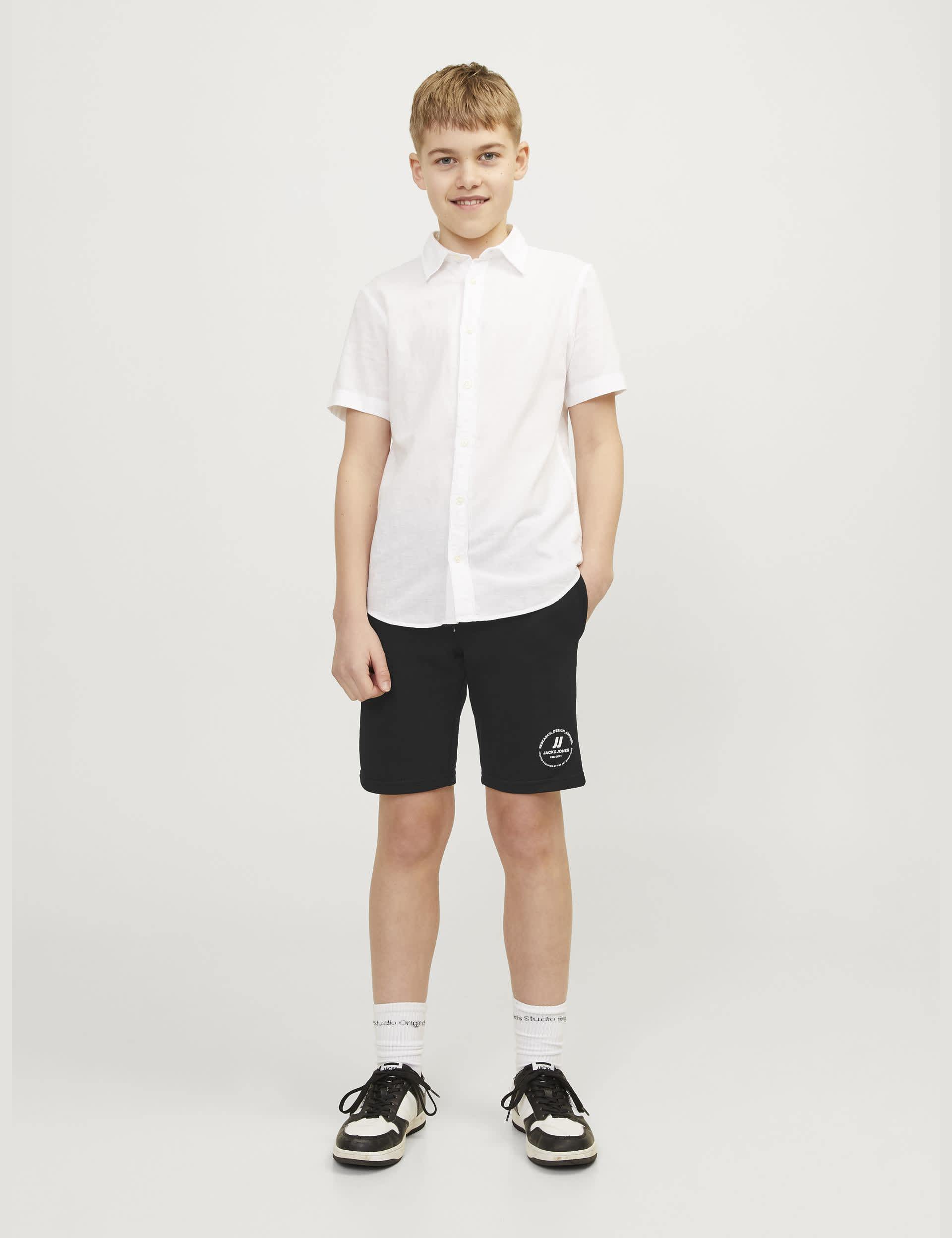 Jack & Jones Junior Boys Pure Cotton Shorts (8-16 Yrs) - 12y - Black, Black