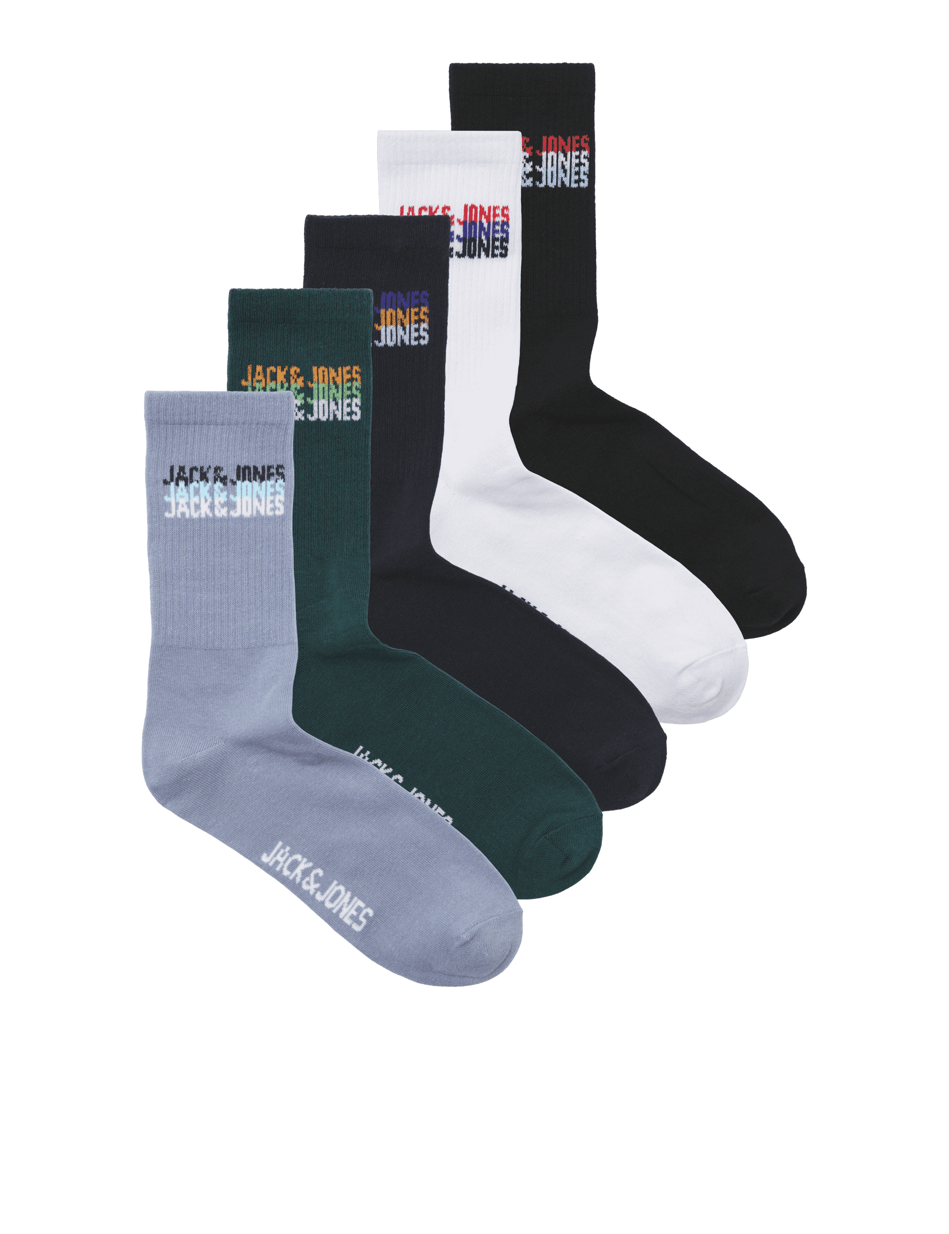 Jack & Jones Junior Boys 5pk Cotton Rich Sports Socks