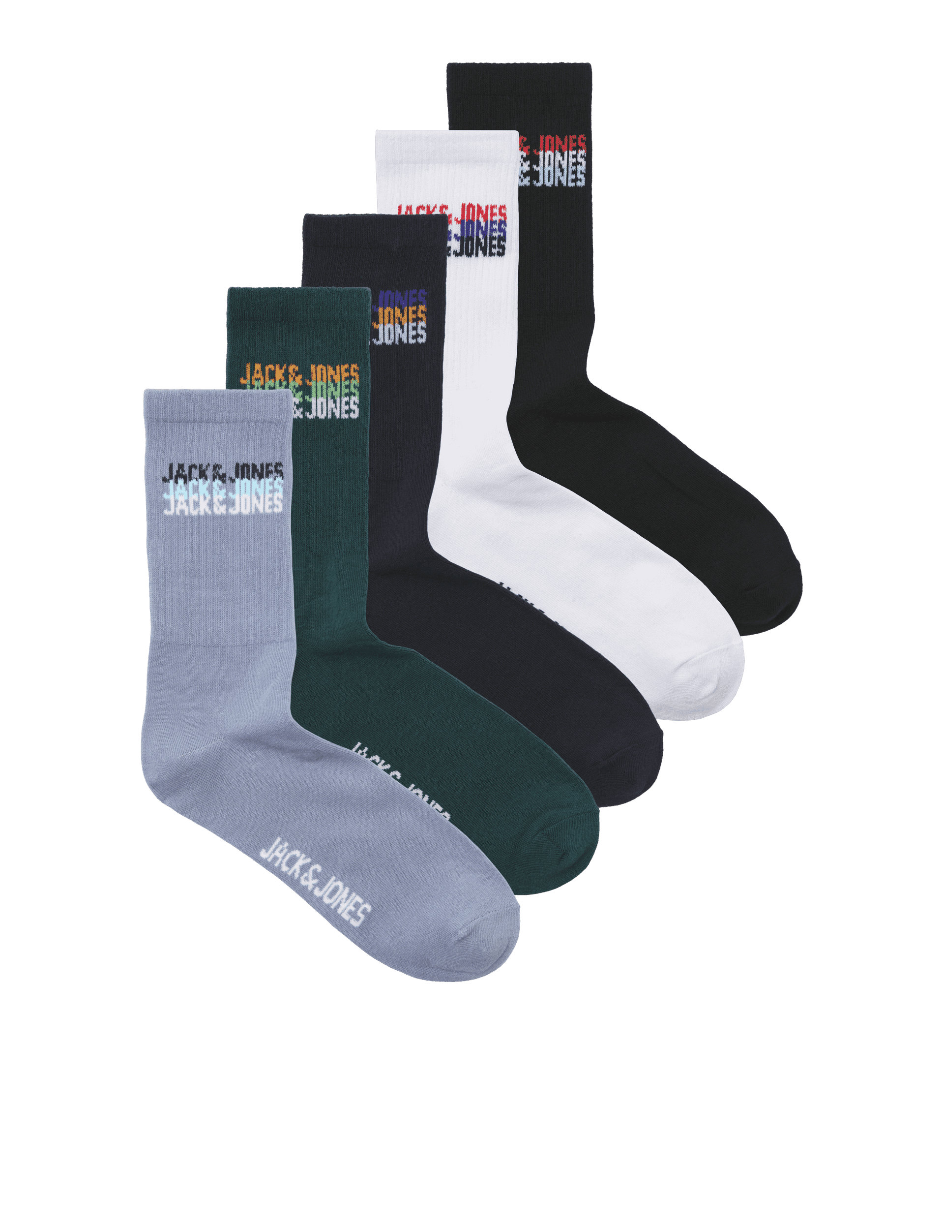 Jack & Jones Junior Boys 5pk Cotton Rich Sports Socks - 1-4 - Multi, Multi