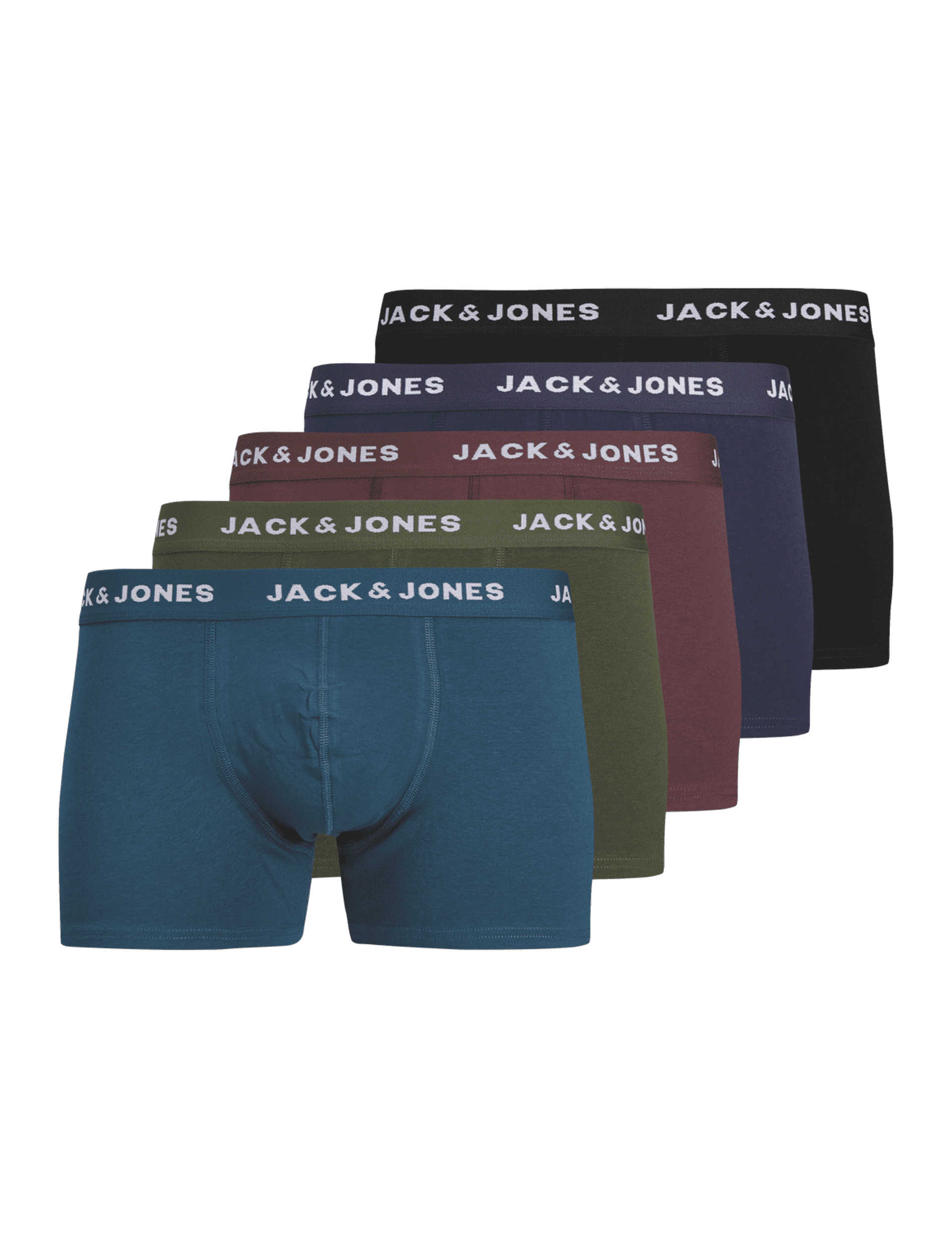 Jack & Jones Junior Boys 5pk Cotton Rich Trunks - 16y - Multi, Multi