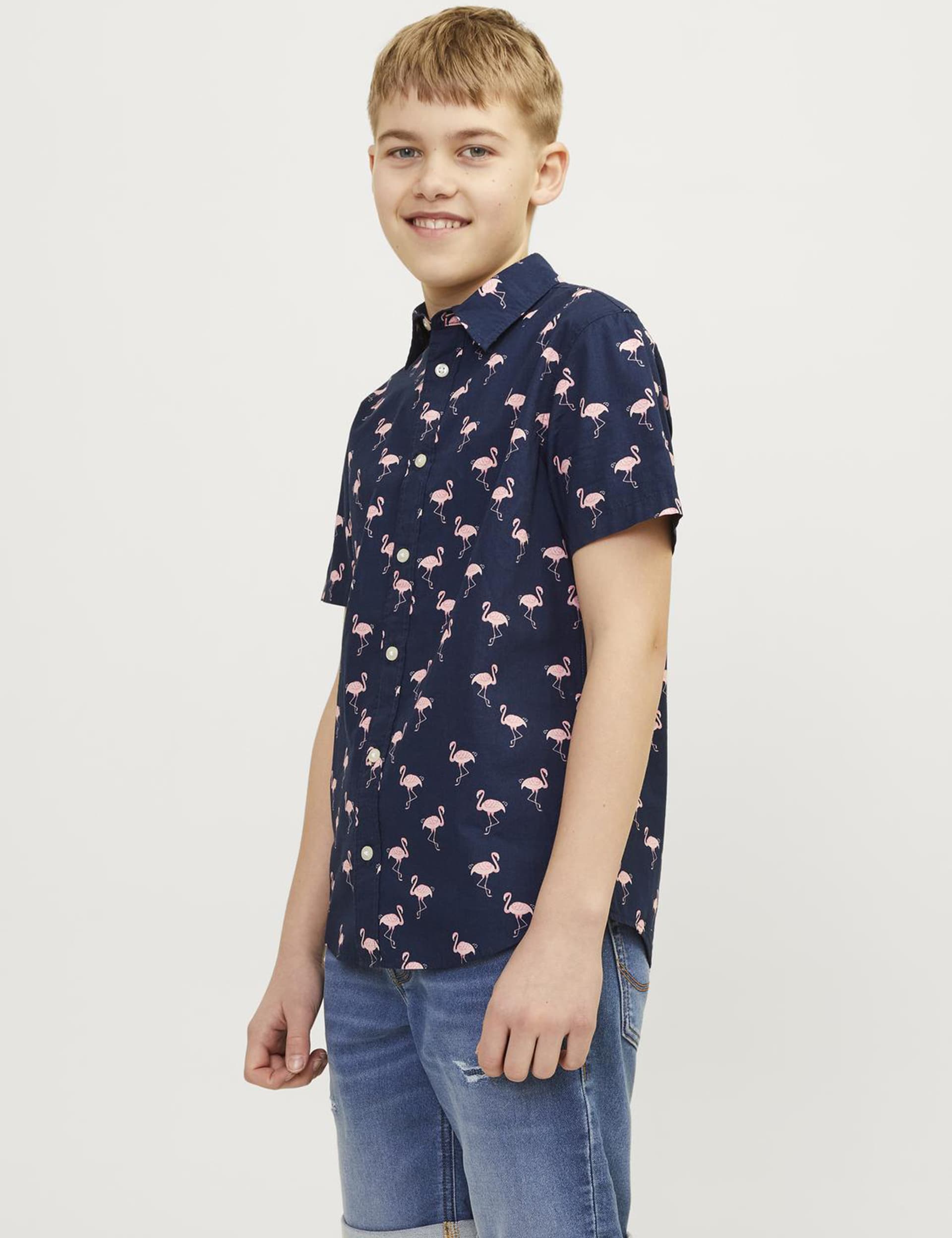 Jack & Jones Junior Boys Pure Cotton Animal Shirt (8-16 Yrs) - 14y - Navy Mix, Navy Mix