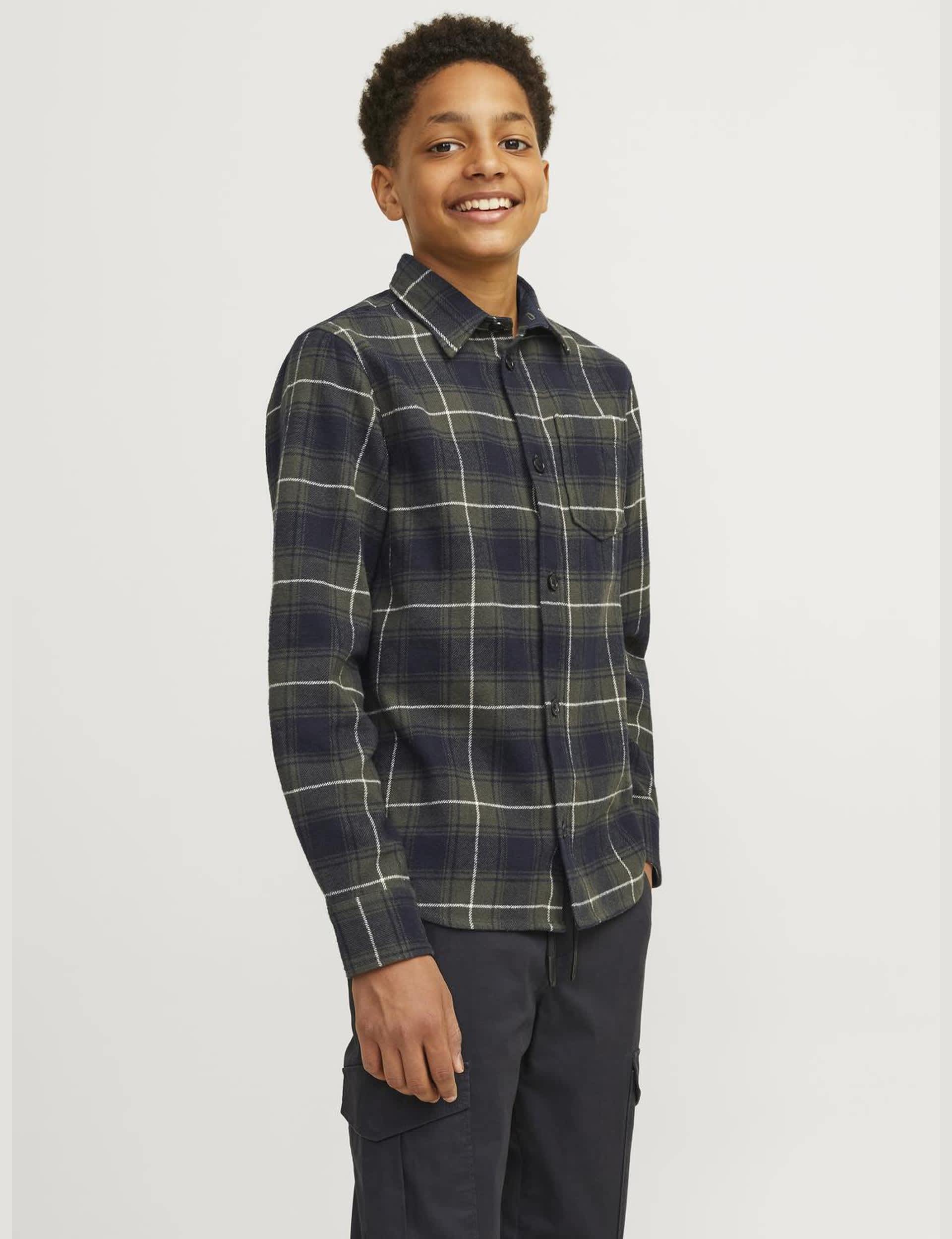 Jack & Jones Junior Boys Pure Cotton Check Shirt (8-16 Yrs) - 12y - Navy Mix, Navy Mix