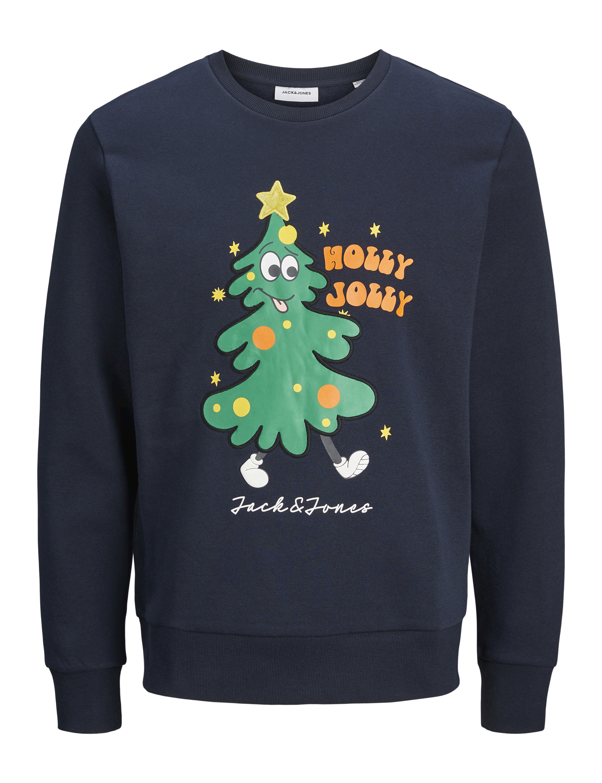 Jack & Jones Junior Boys Cotton Rich Holly Jolly Slogan Sweatshirt (8-16 Yrs) - 16y - Navy Mix, Navy