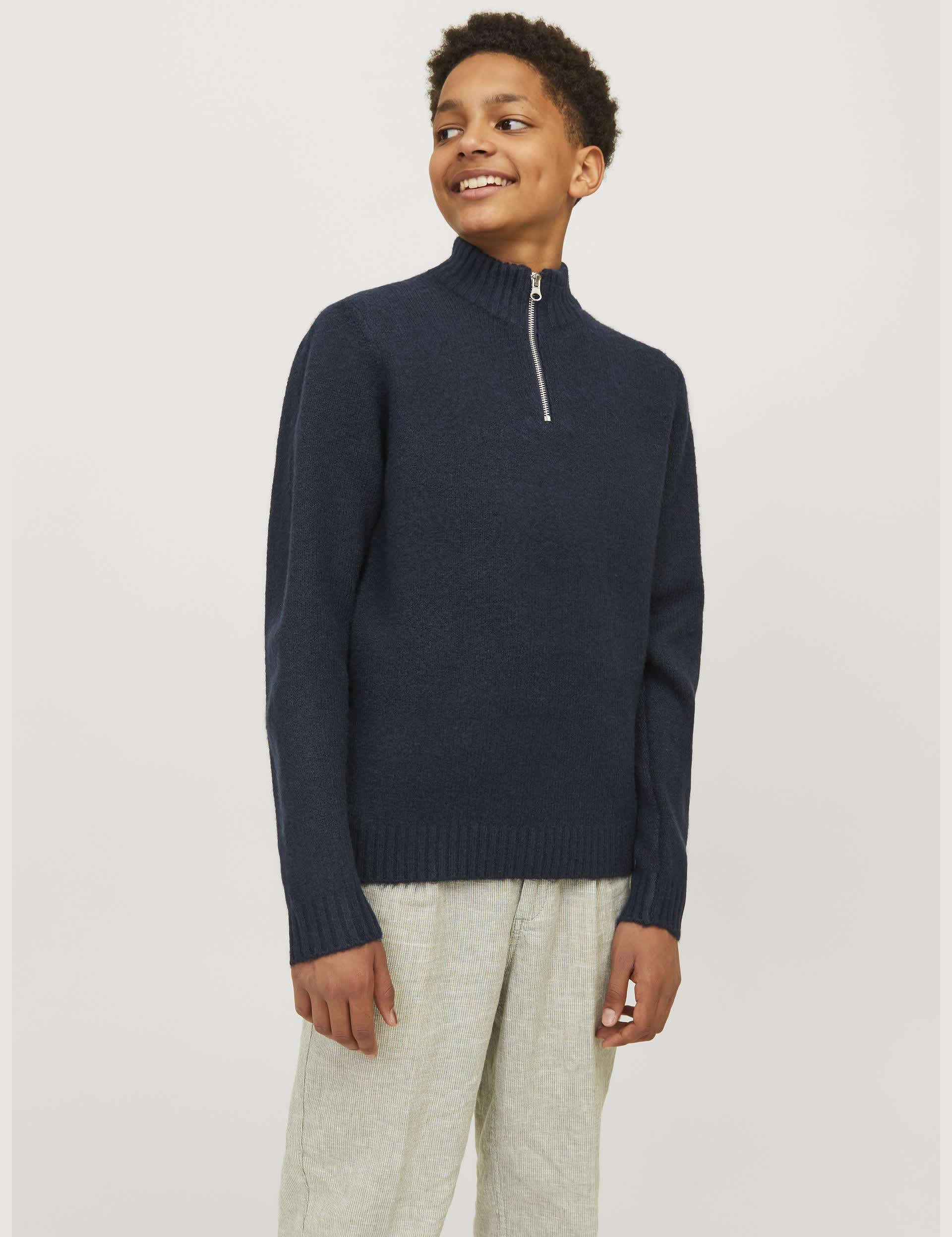 Jack & Jones Junior Boys Knitted Half Zip Jumper (8-16 Yrs) - 16y - Navy, Navy