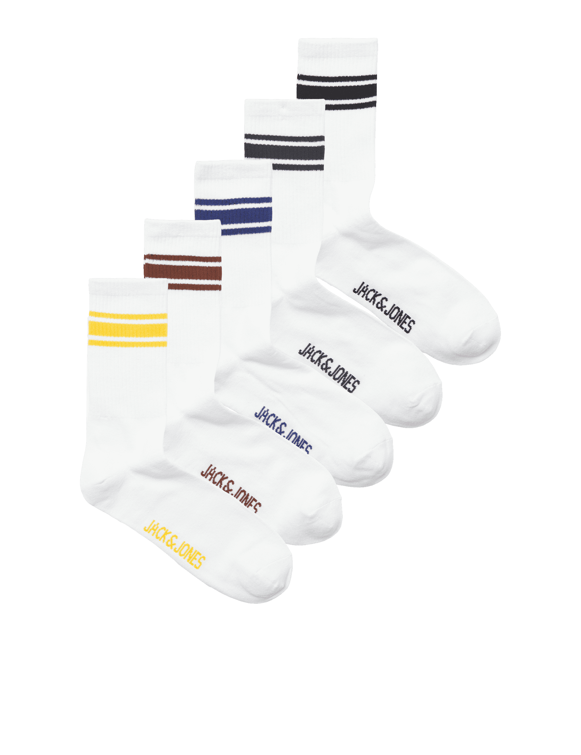 Jack & Jones Junior Boys 5pk Cotton Rich Striped Socks