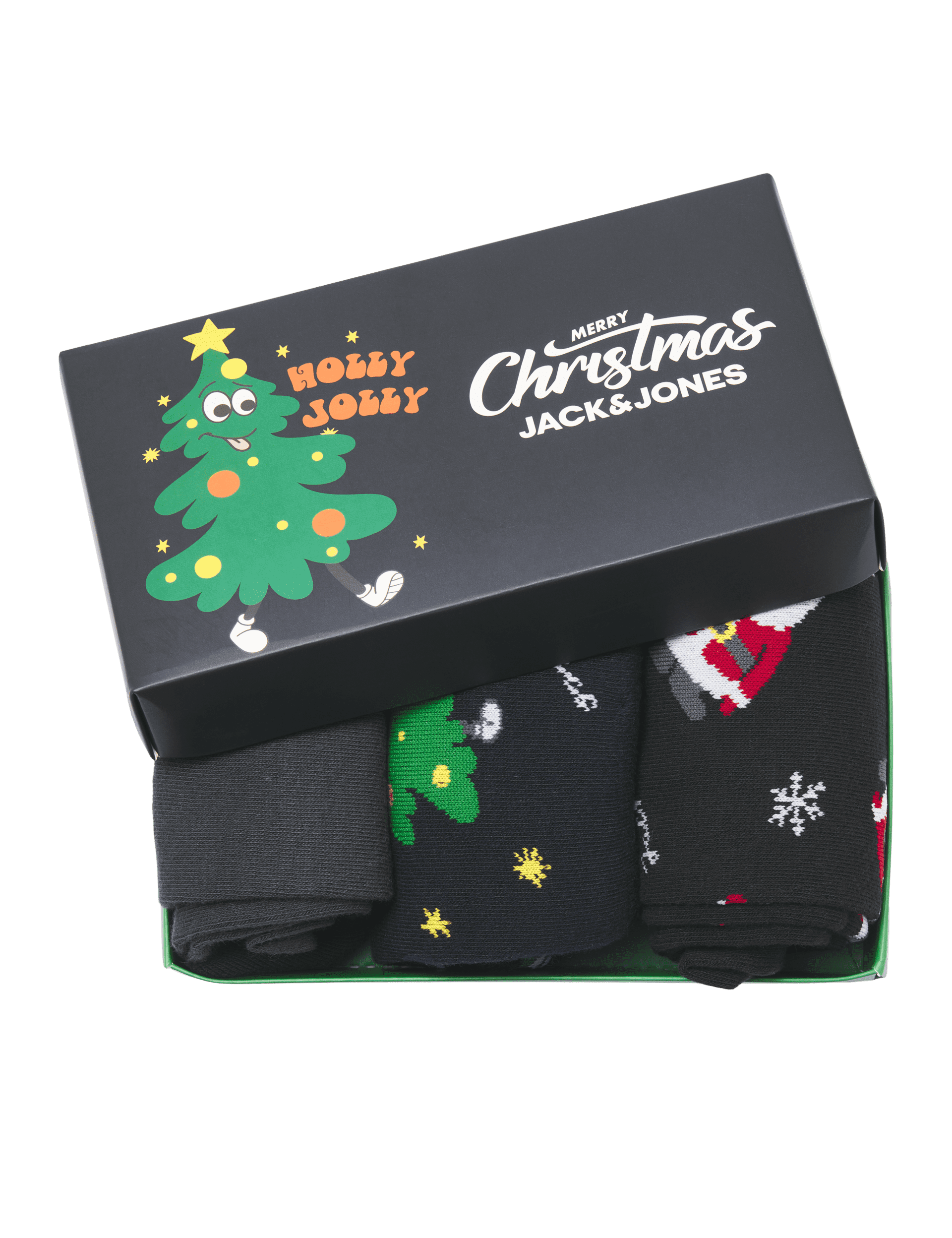 Jack & Jones Junior Boys 3pk Cotton Rich Christmas Socks Gift Box (1 Large - 9 Large) - 1-4 - Black 