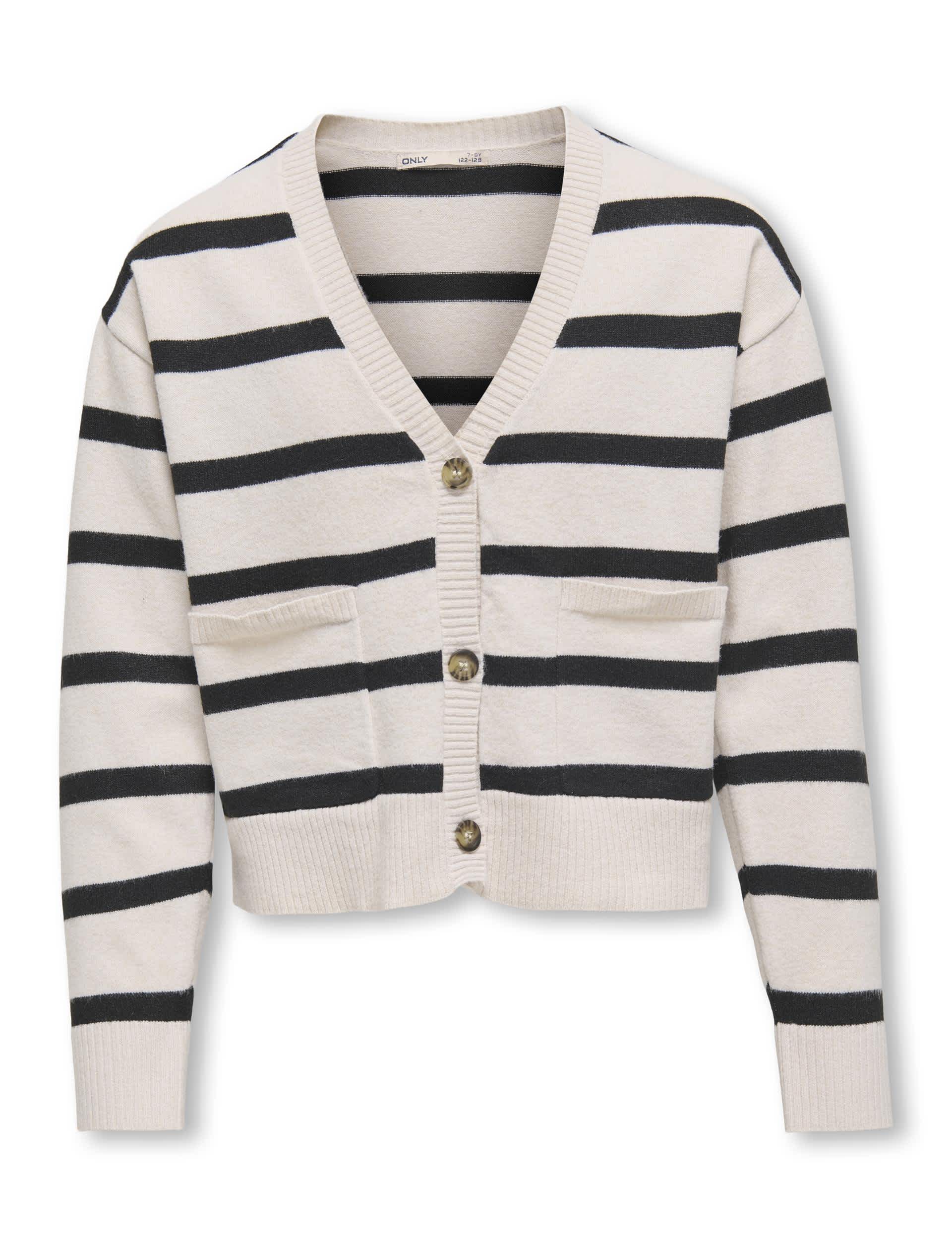 Kids Only Girls Knitted Striped Cardigan (7-14 Yrs) - 13-14 - Beige Mix, Beige Mix