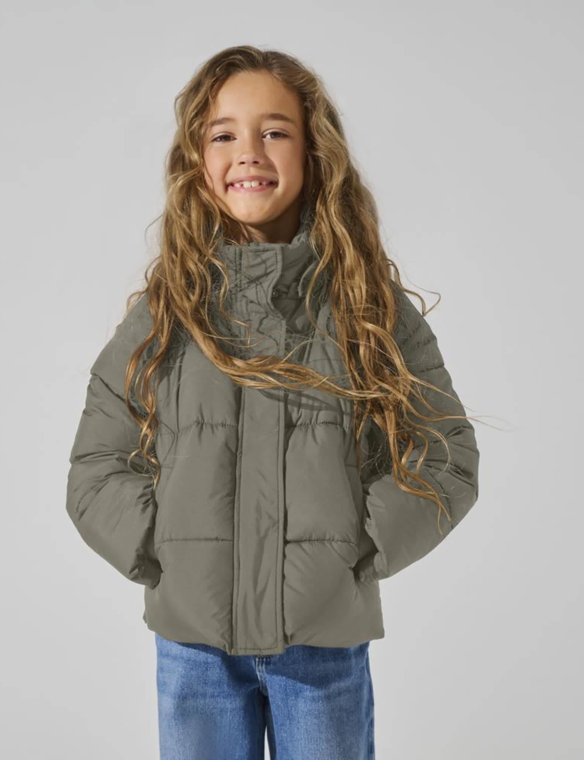 Kids Only Girls Hooded Puffer Jacket (8-14 Yrs) - 14y - Khaki, Khaki,Black