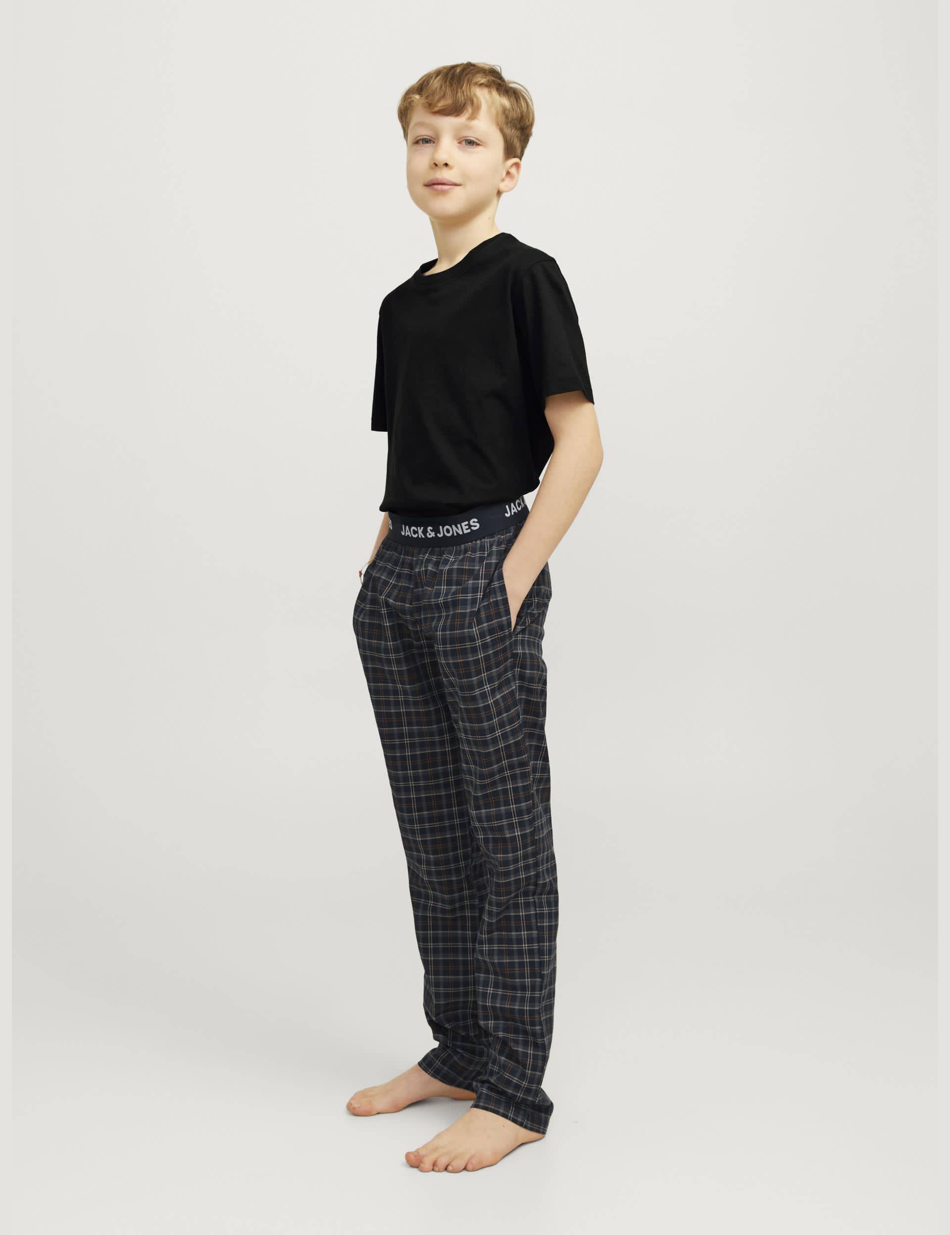 Jack & Jones Junior Boys Pure Cotton Pyjamas Gift Set (8-16 Yrs) - 8y - Black Mix, Blue Mix,Black Mix