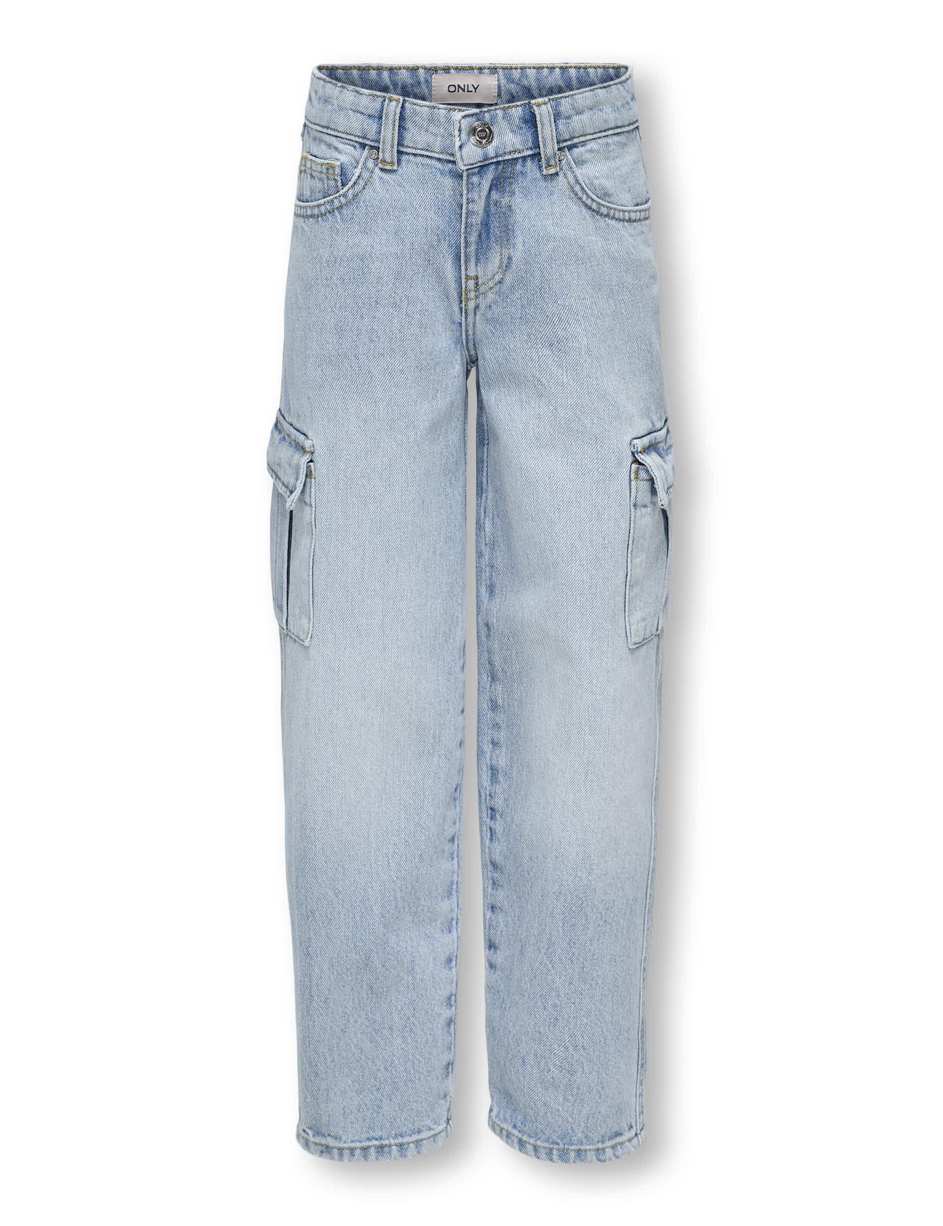 Kids Only Girls Relaxed Denim Cargo Jeans (8-14 Yrs) - 13y - Blue Denim, Blue Denim