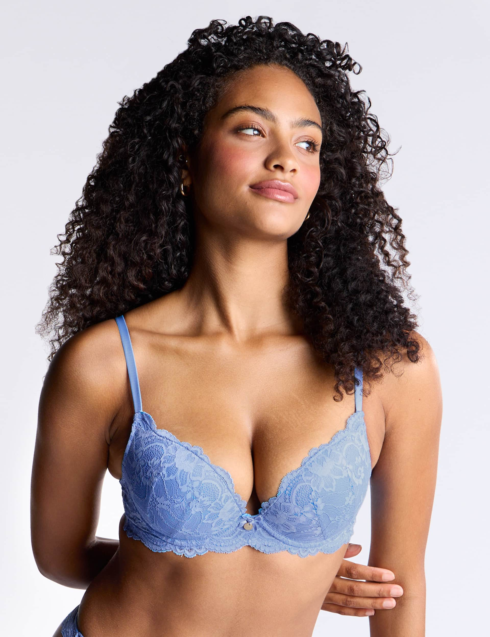 Boux Avenue Women's Aliyah Underwired Plunge Bra (A-E) - 38DD - Blue, Blue