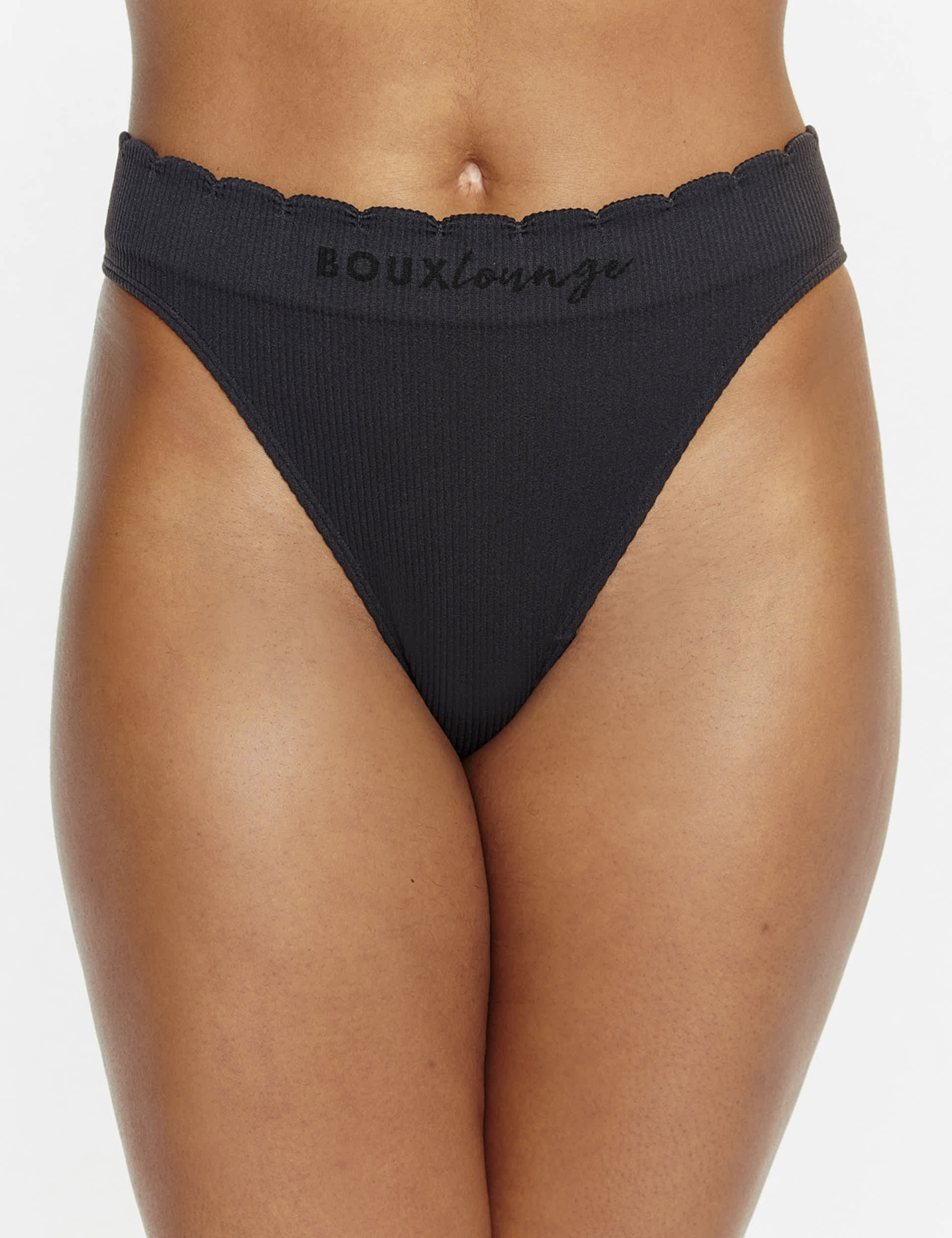 Boux Avenue Women's Ribbed Thong - L - Black, Black,Light Pink