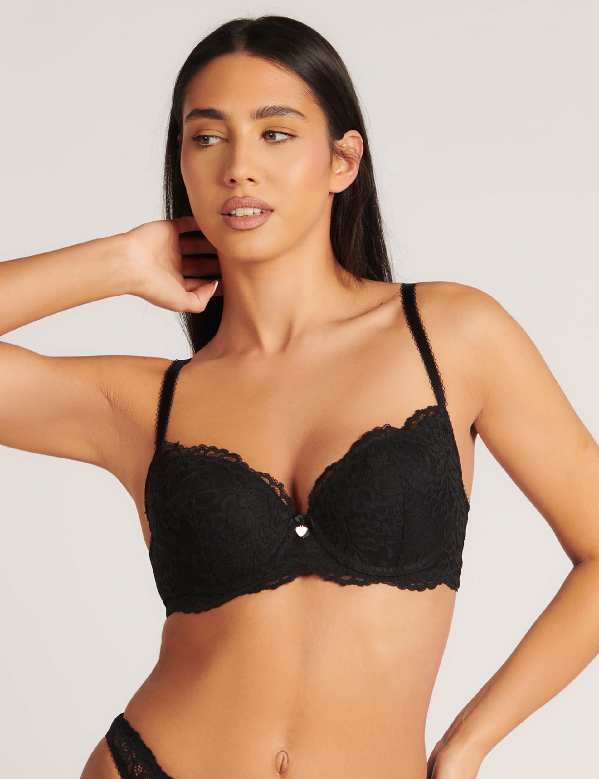 Boux Avenue Women's Billie Wired Balcony Bra (A-FF) - 32D - Black, Black,White