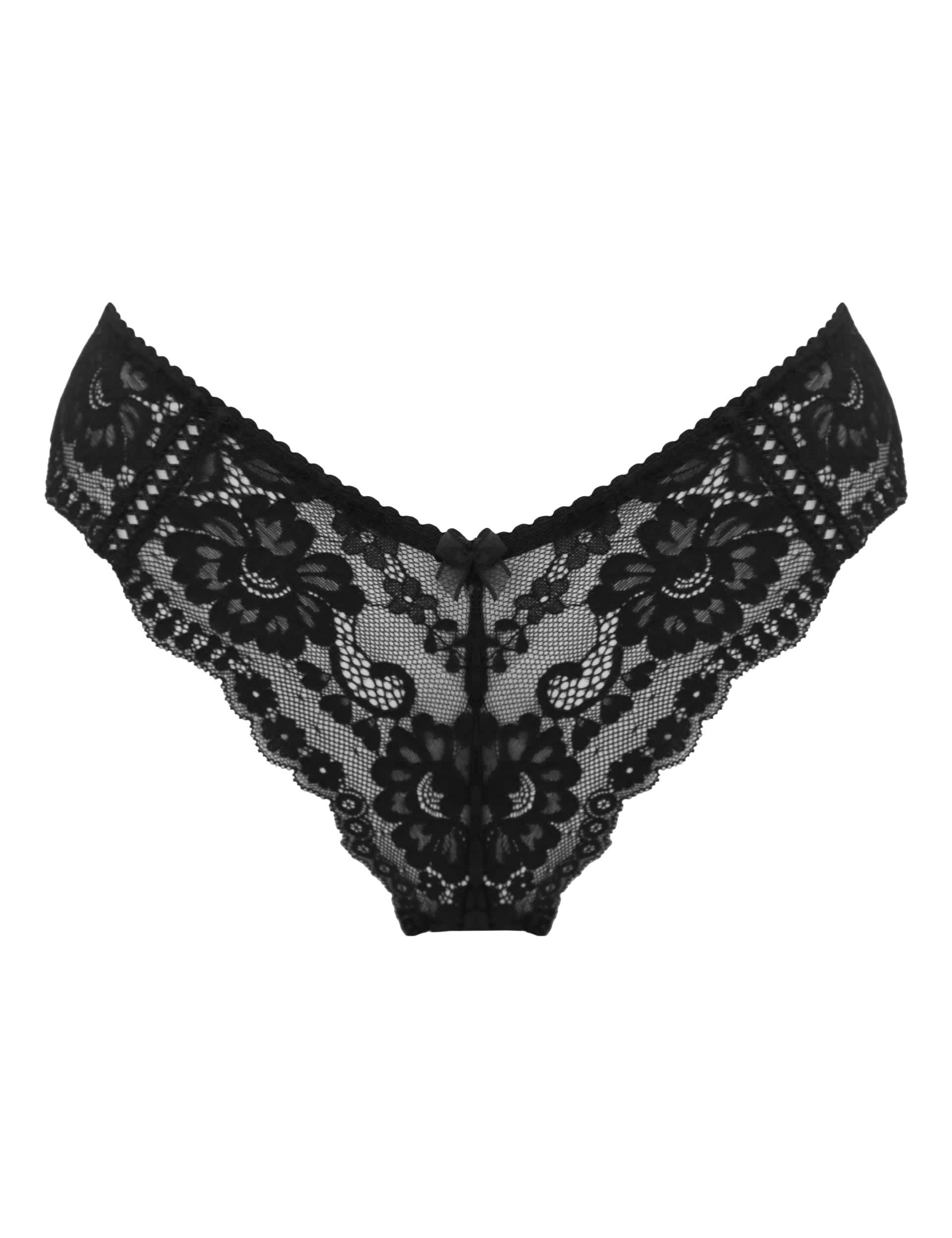 Pour Moi Women's Fleur All Over Lace Bikini Knickers - 12 - Black, Black,Red