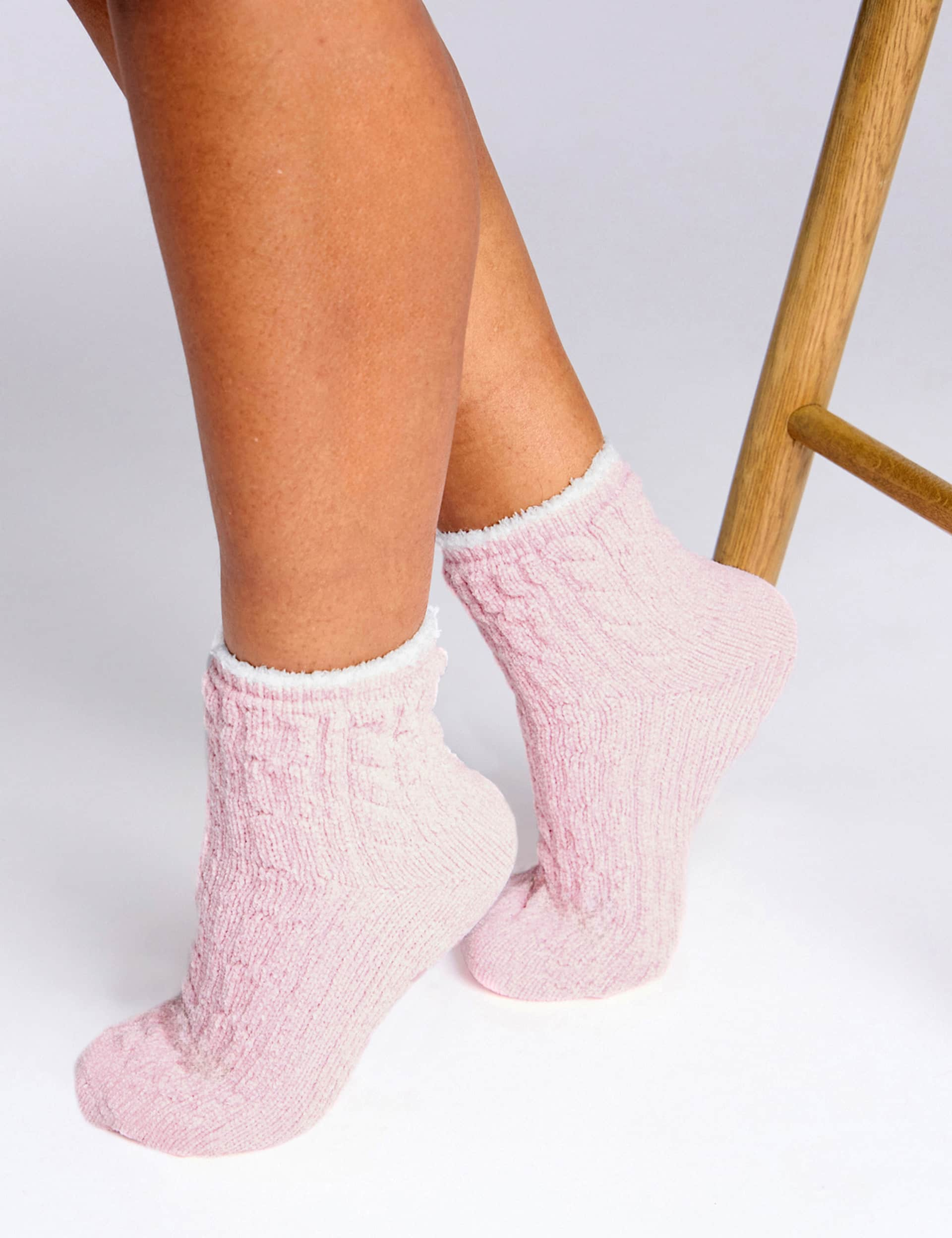 Boux Avenue Women's Cable Slipper Socks - Pink, Pink,Grey